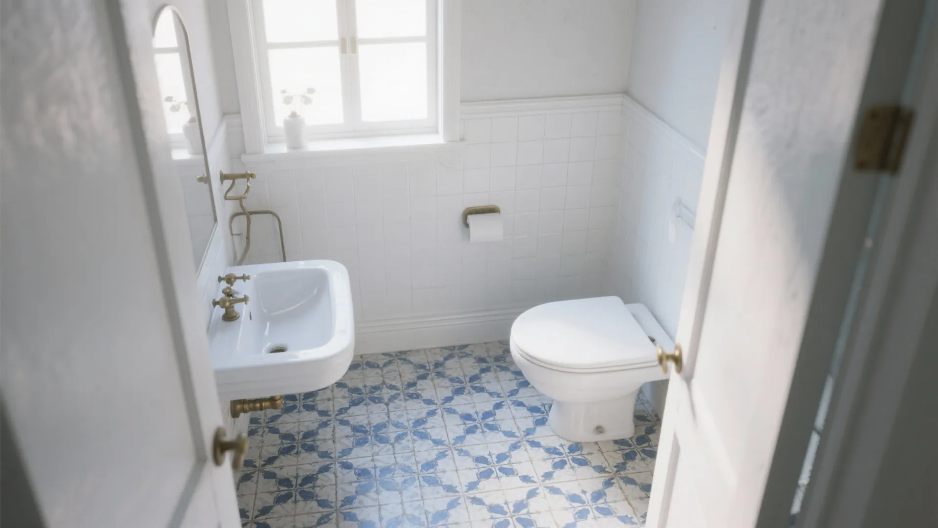 6. Patterned Blue Floor Tiles