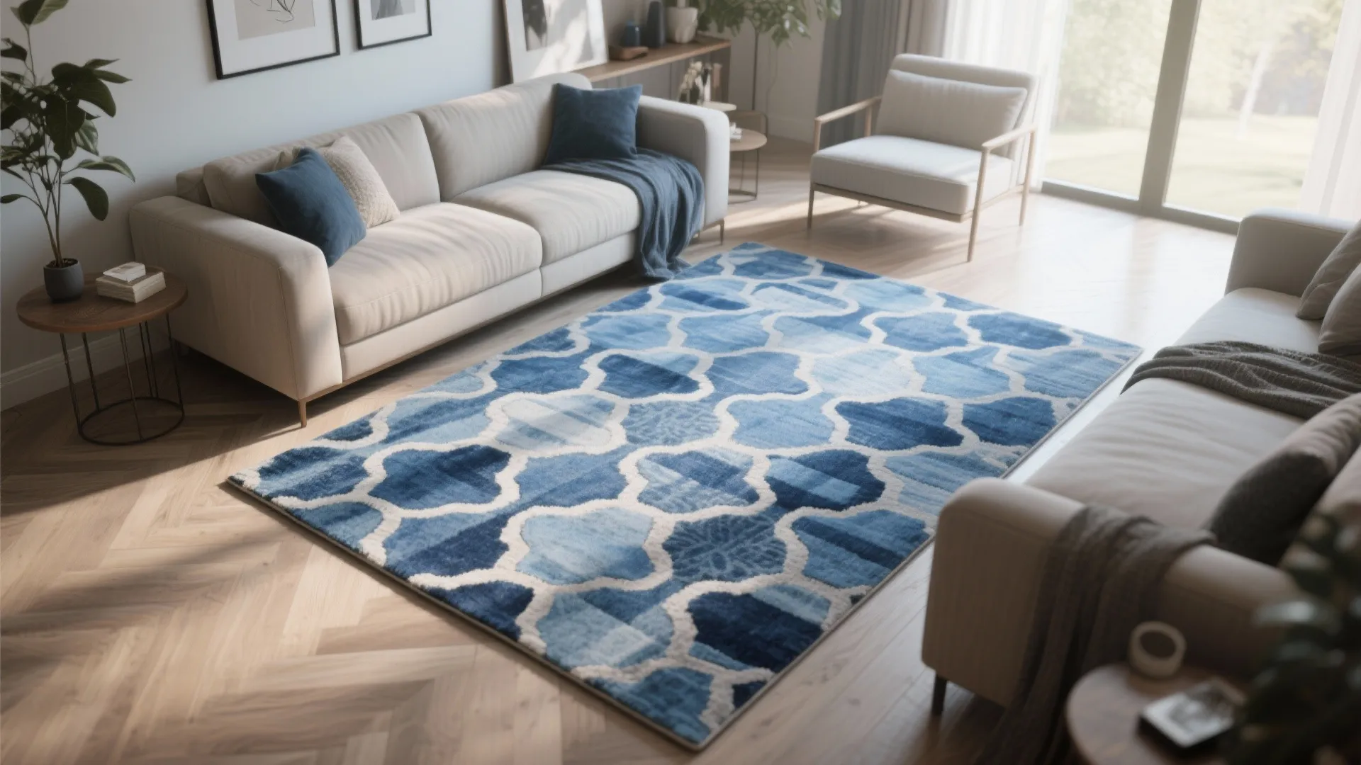 5. Patterned Blue Rugs