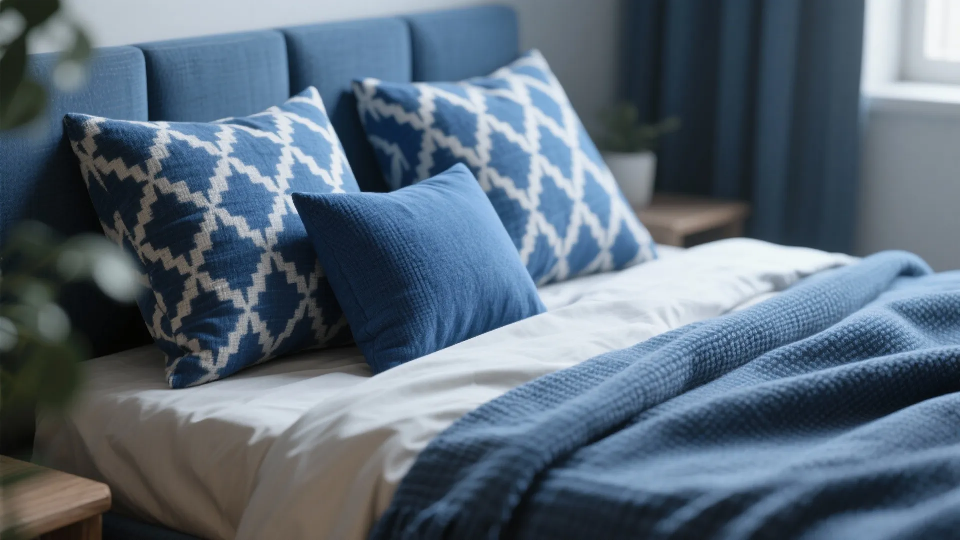 4. Patterned Blue Textiles for Personality