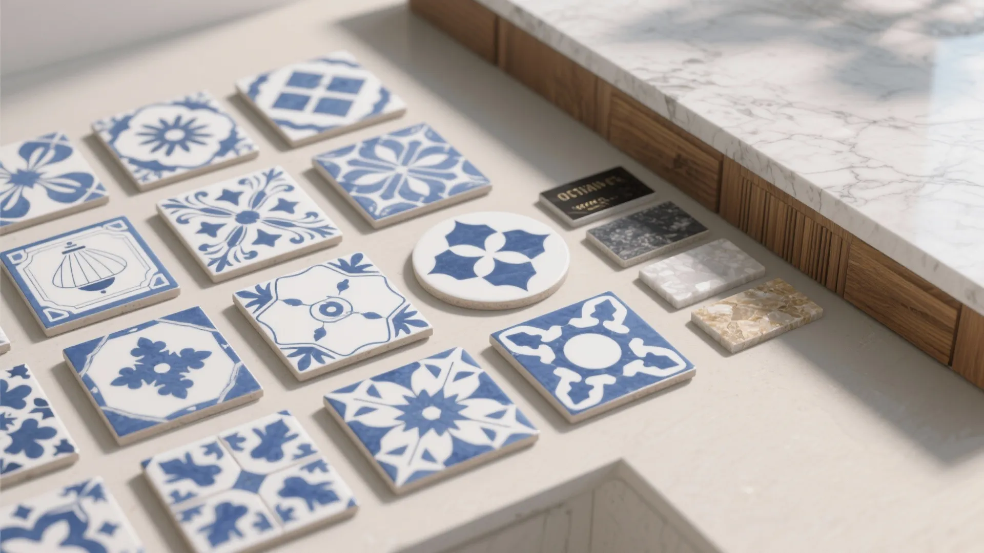 4. Patterned Blue & White Ceramic Tiles