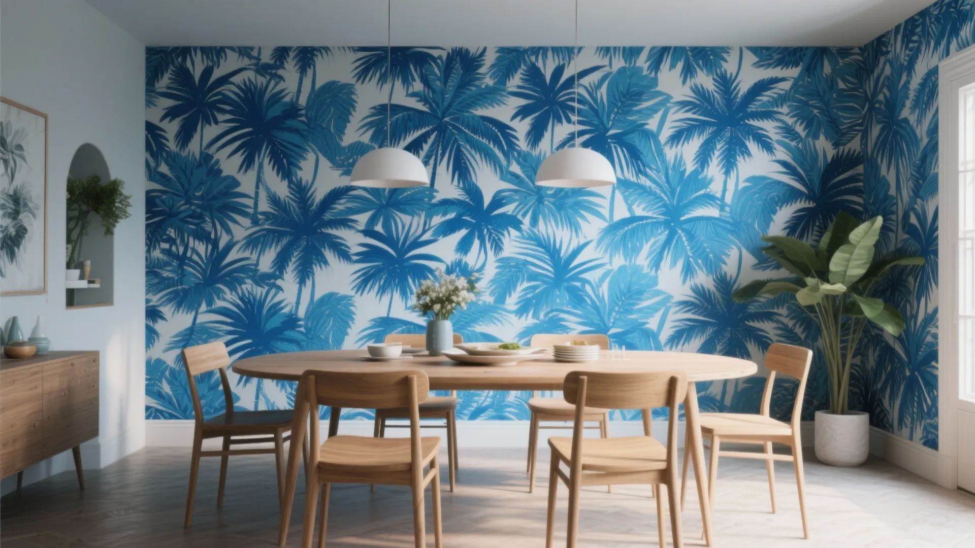 Tip 4: Patterned Blue Wallpaper