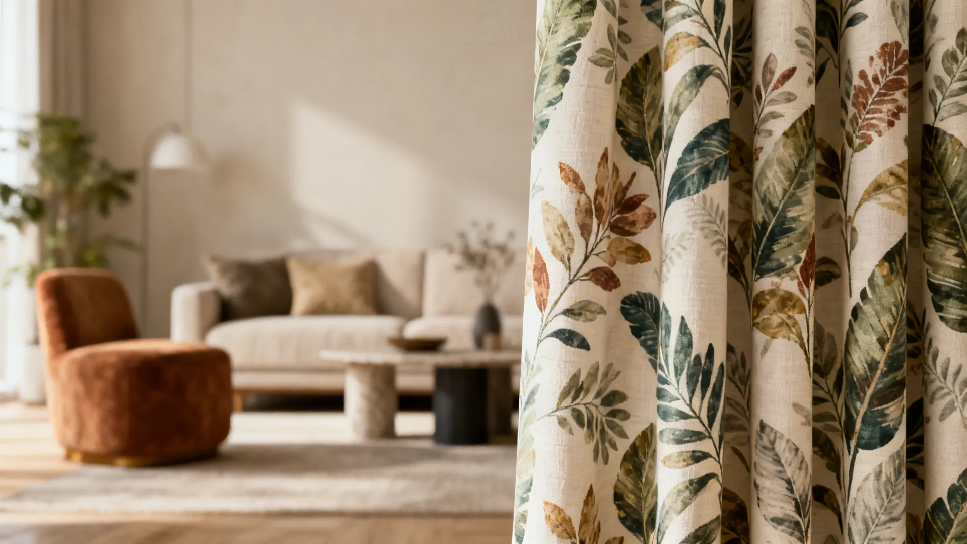 4. Patterned curtains to add personality