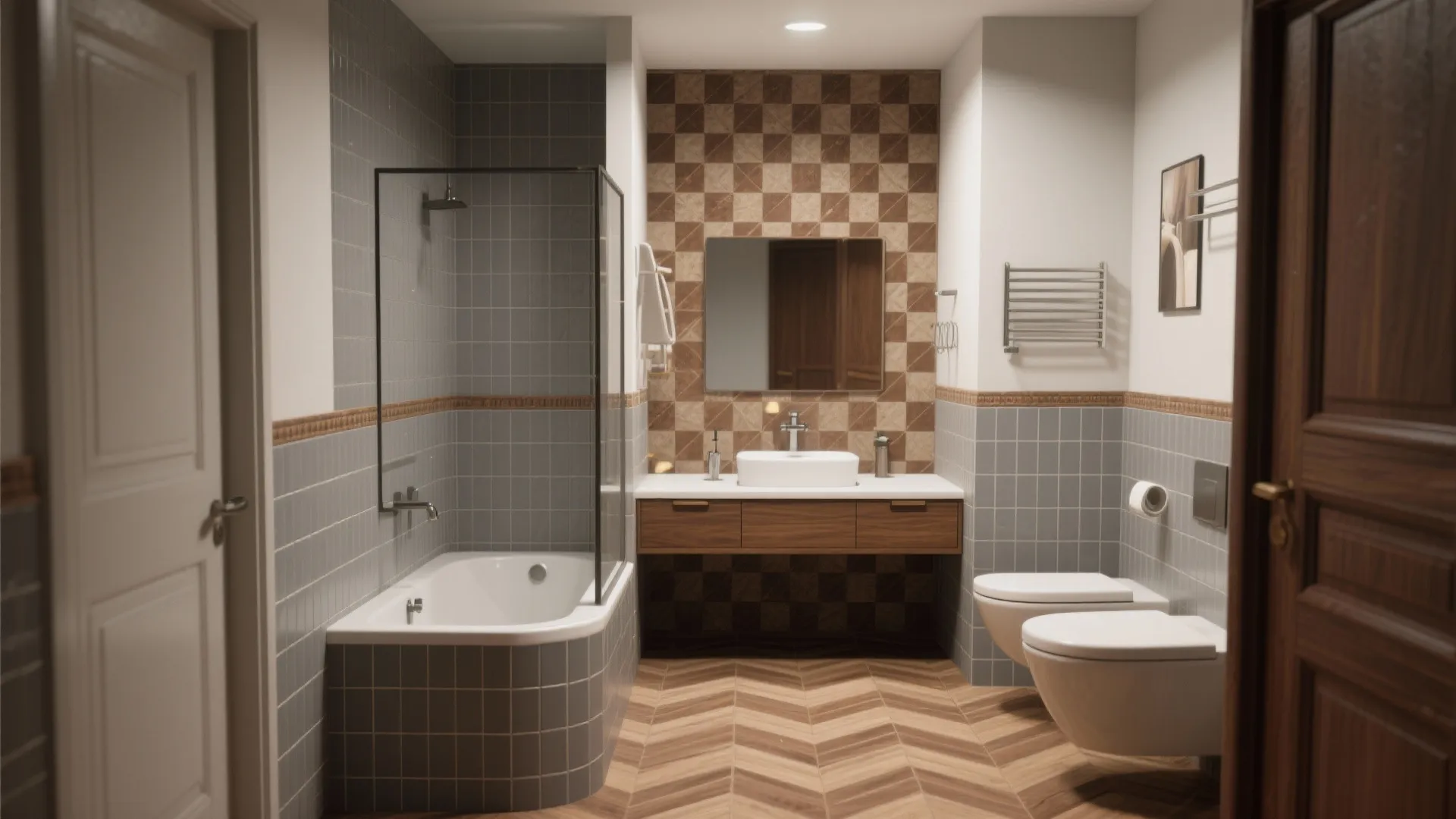 4. Patterned tiles that combine both tones