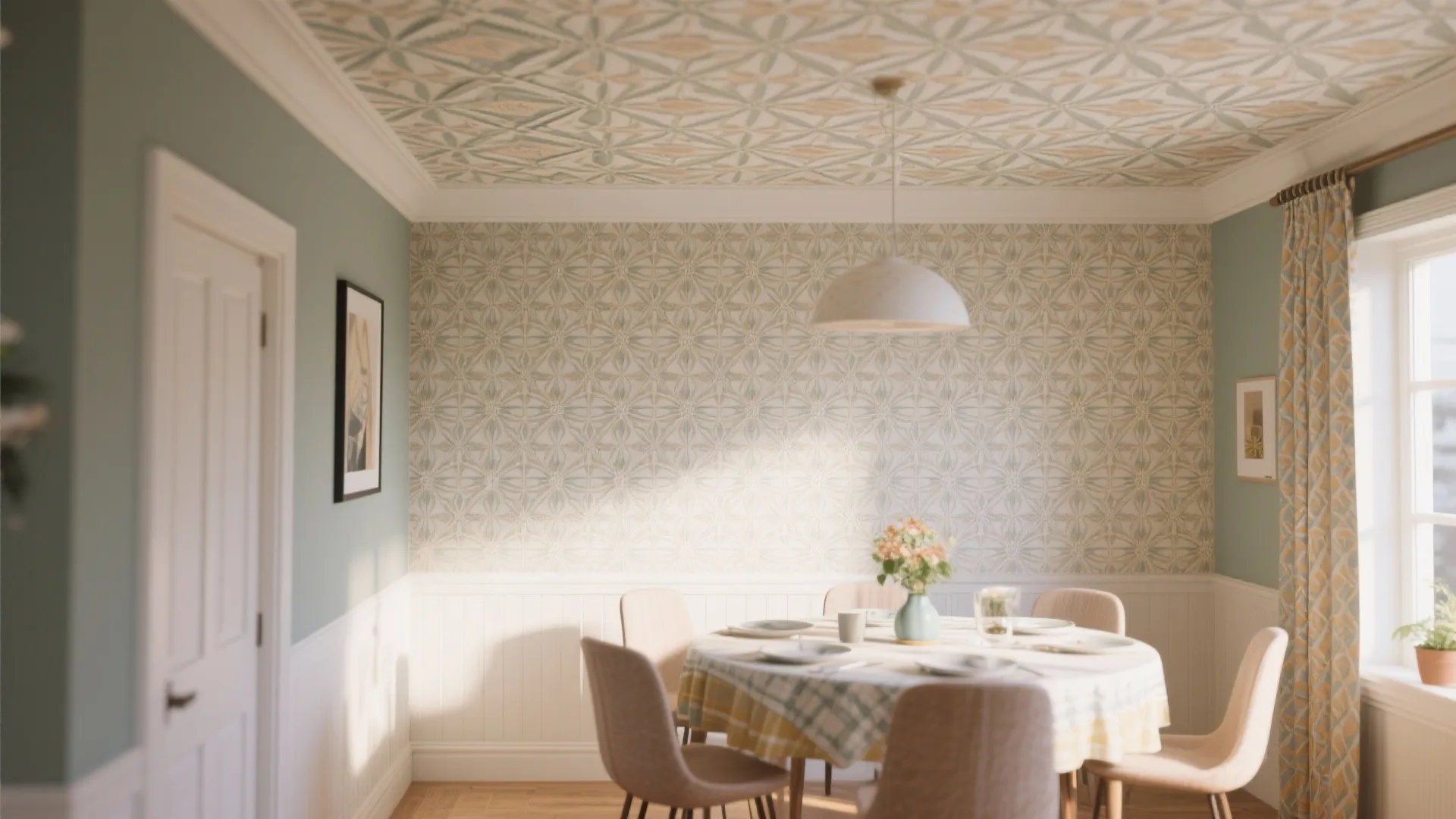 Patterned Wallpaper Ceiling