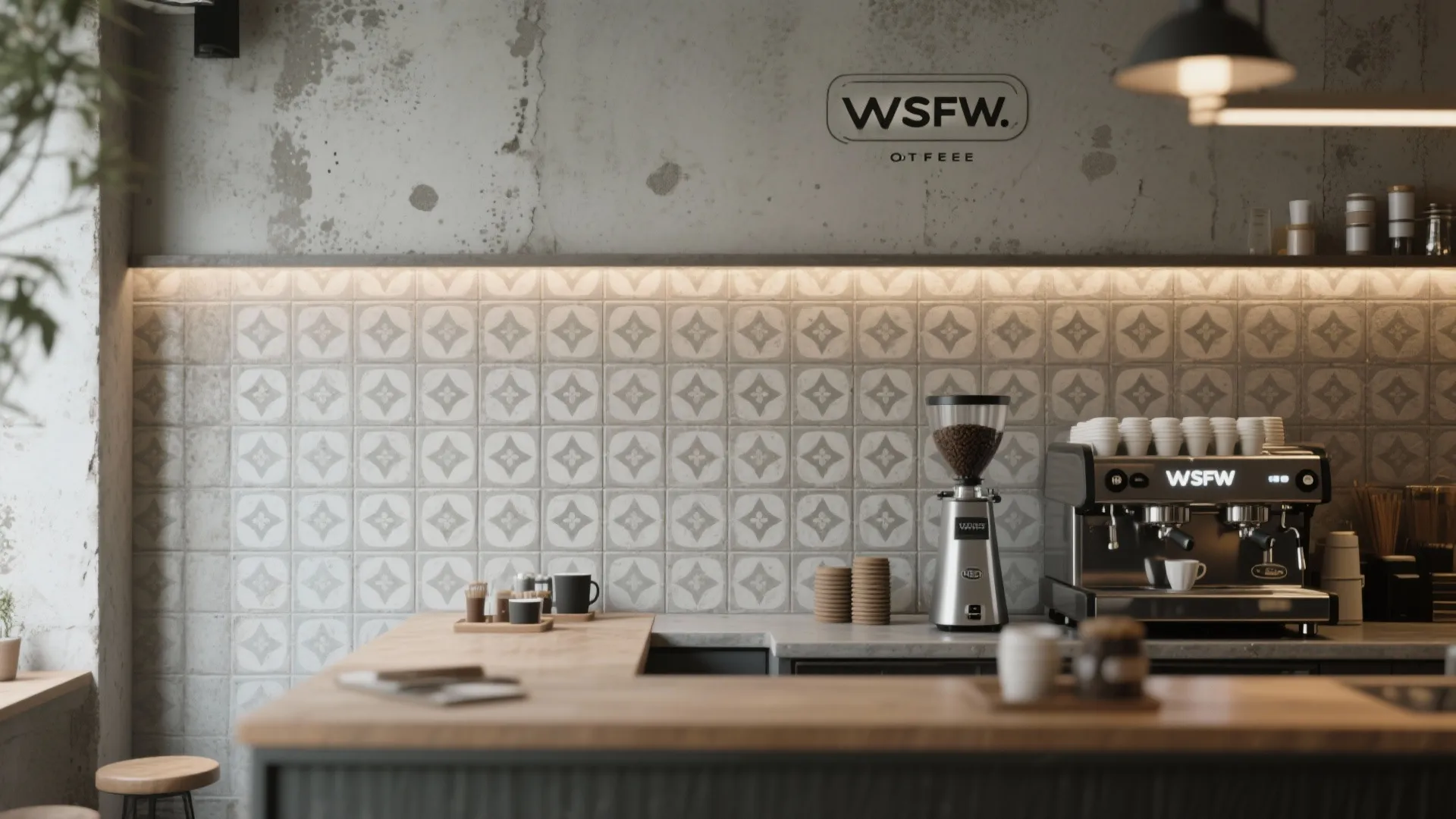 2. Patterned cement-look tiles for personality