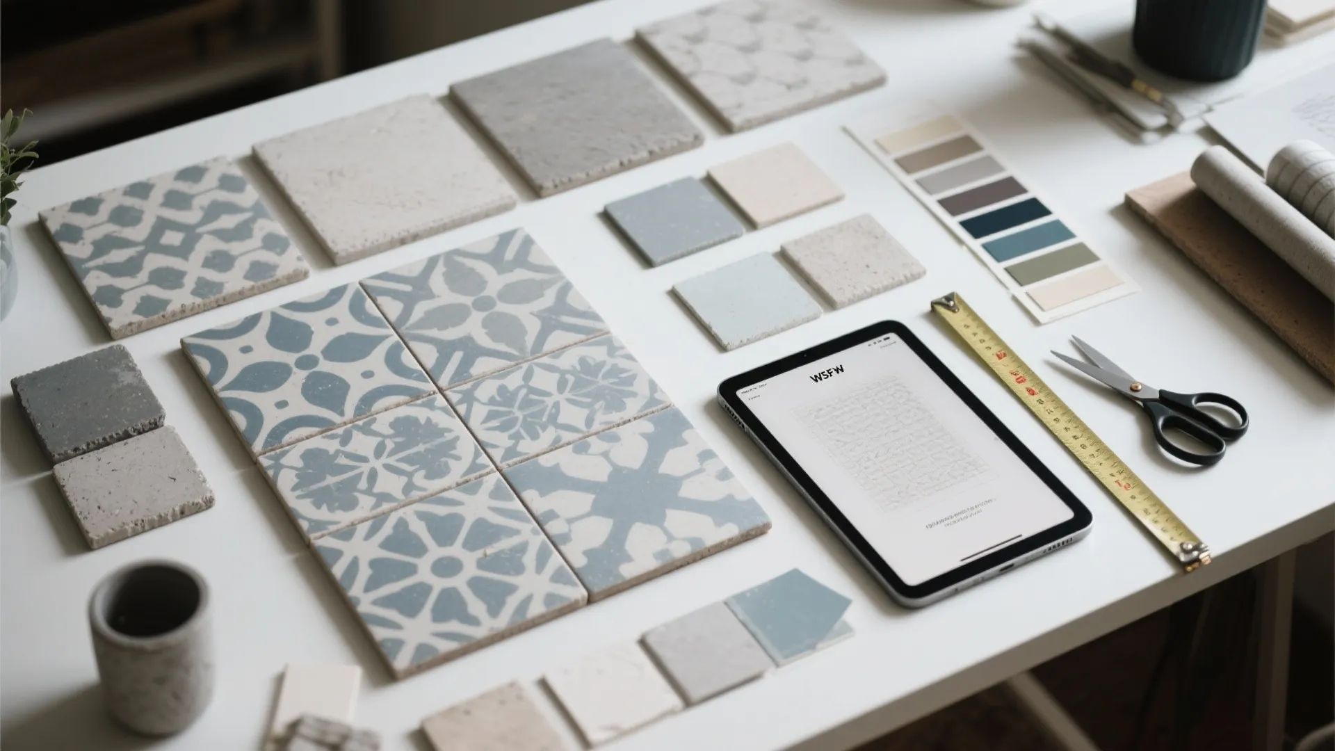 3. Patterned Cement-look Tiles