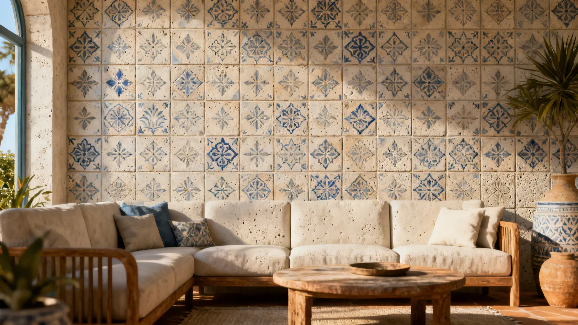 3. Patterned Cement-look Tiles
