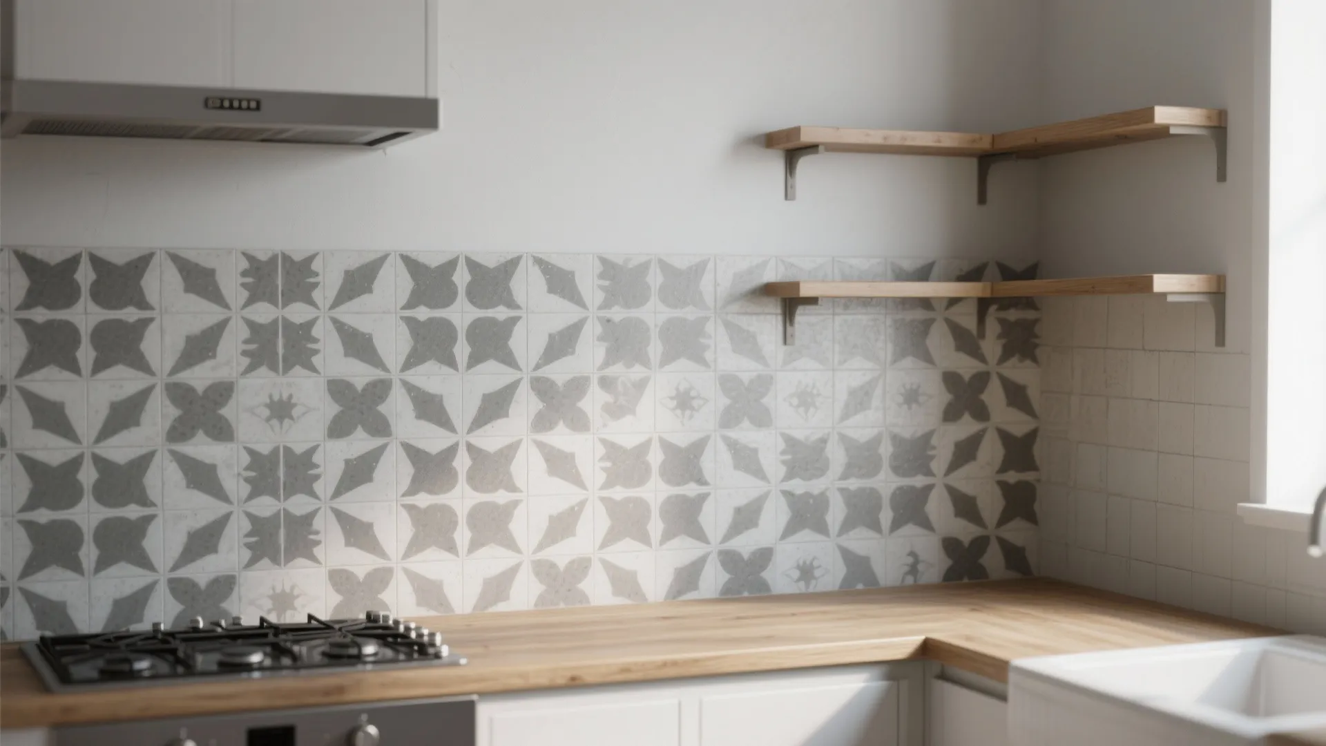 5. Patterned Gray-and-White Cement Tile