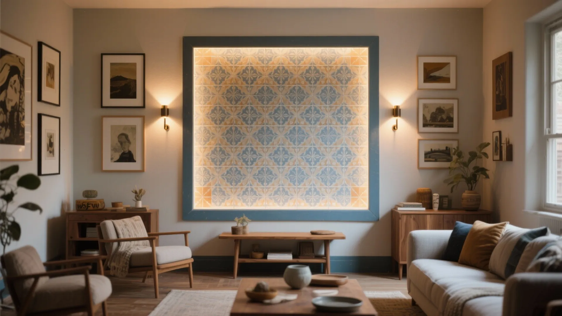 Patterned cement tiles for a gallery wall vibe