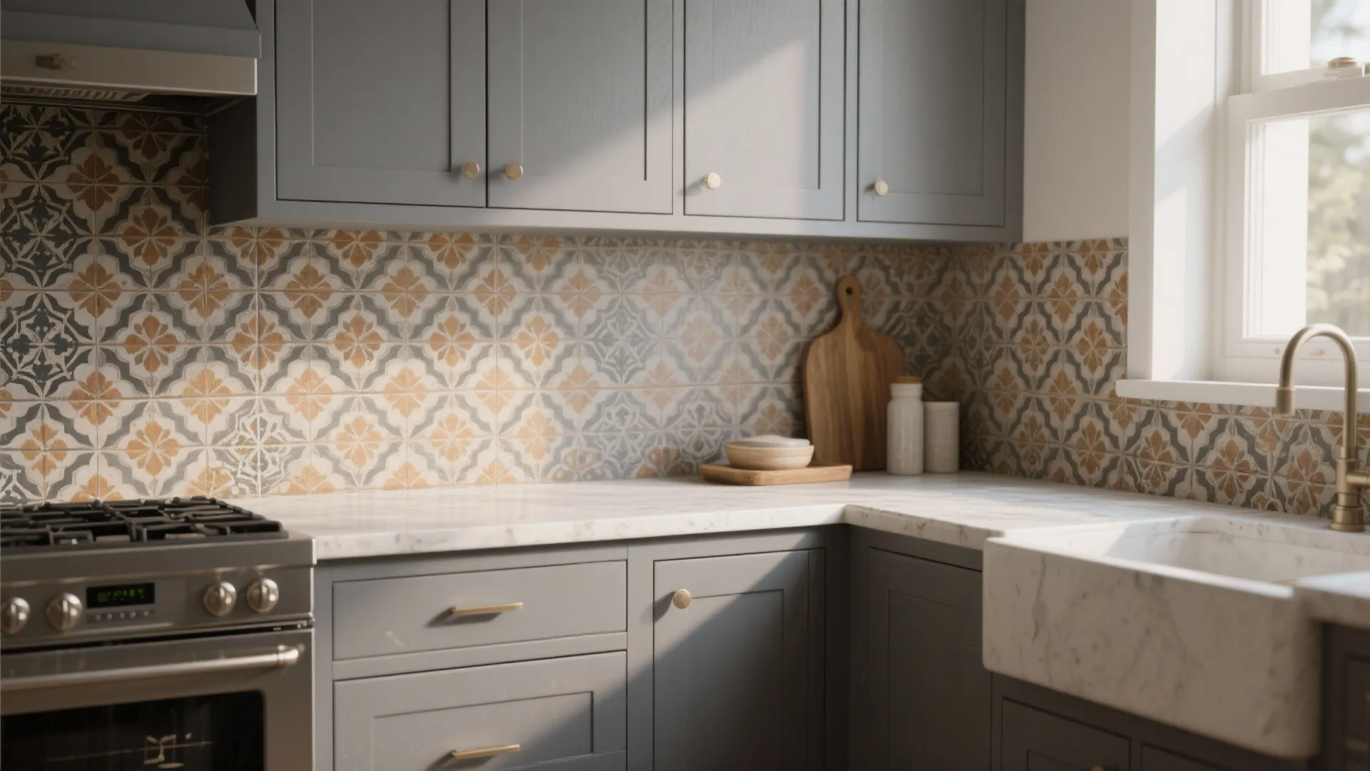 3. Patterned Cement or Ceramic Tile