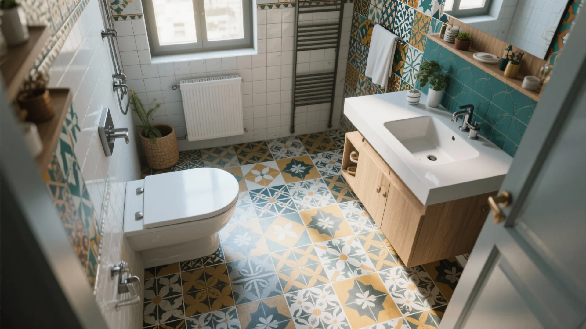 5. Patterned Cement Tiles for Personality
