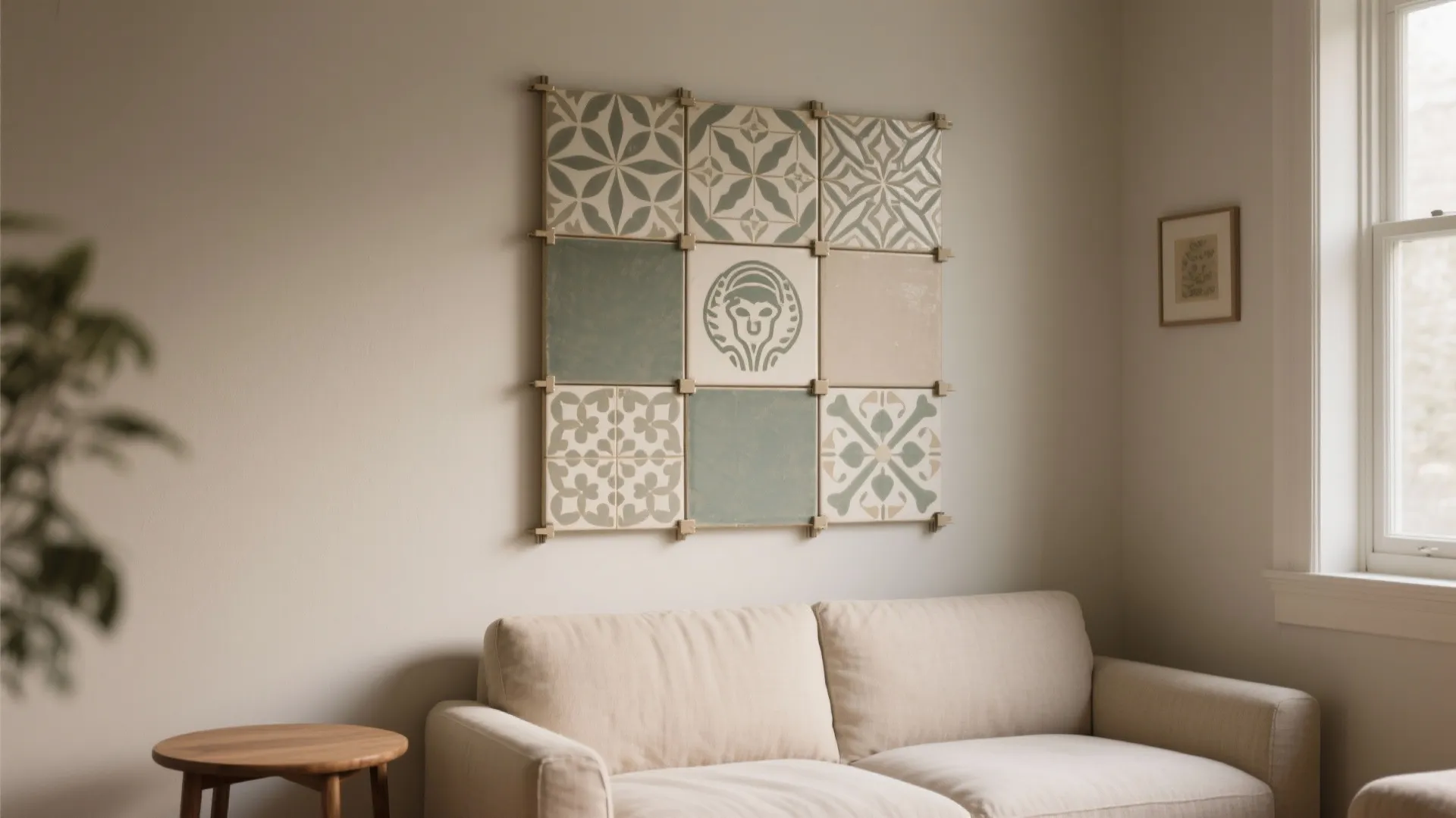 5) Patterned ceramic panels as art without frames