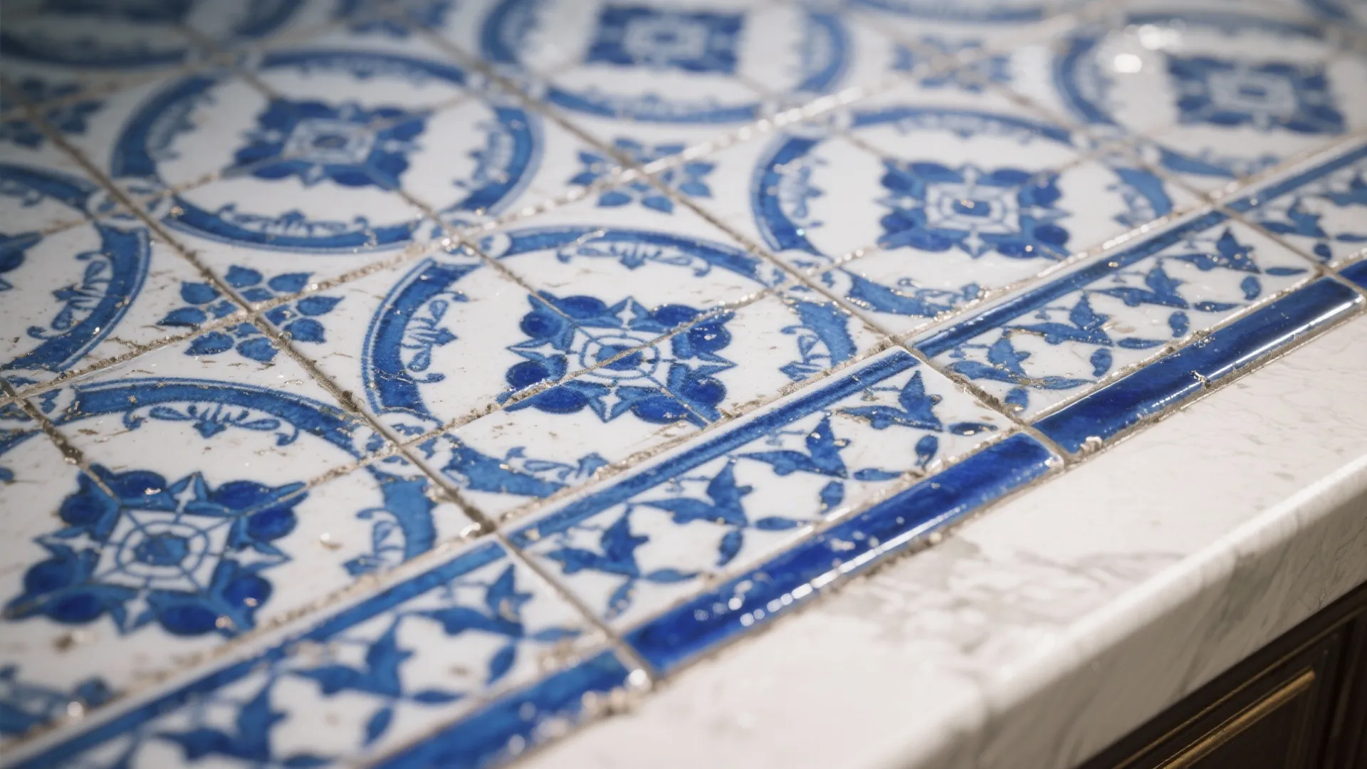4. Patterned Blue and White Ceramic Tiles