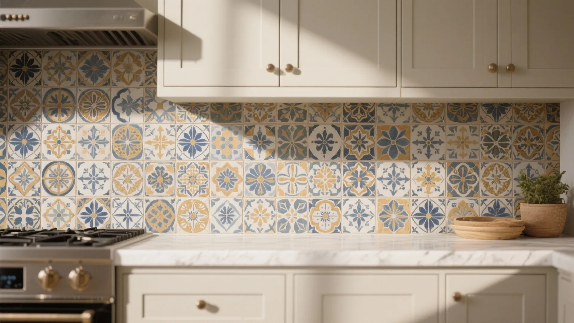4. Patterned ceramic mosaics to mimic handmade tile