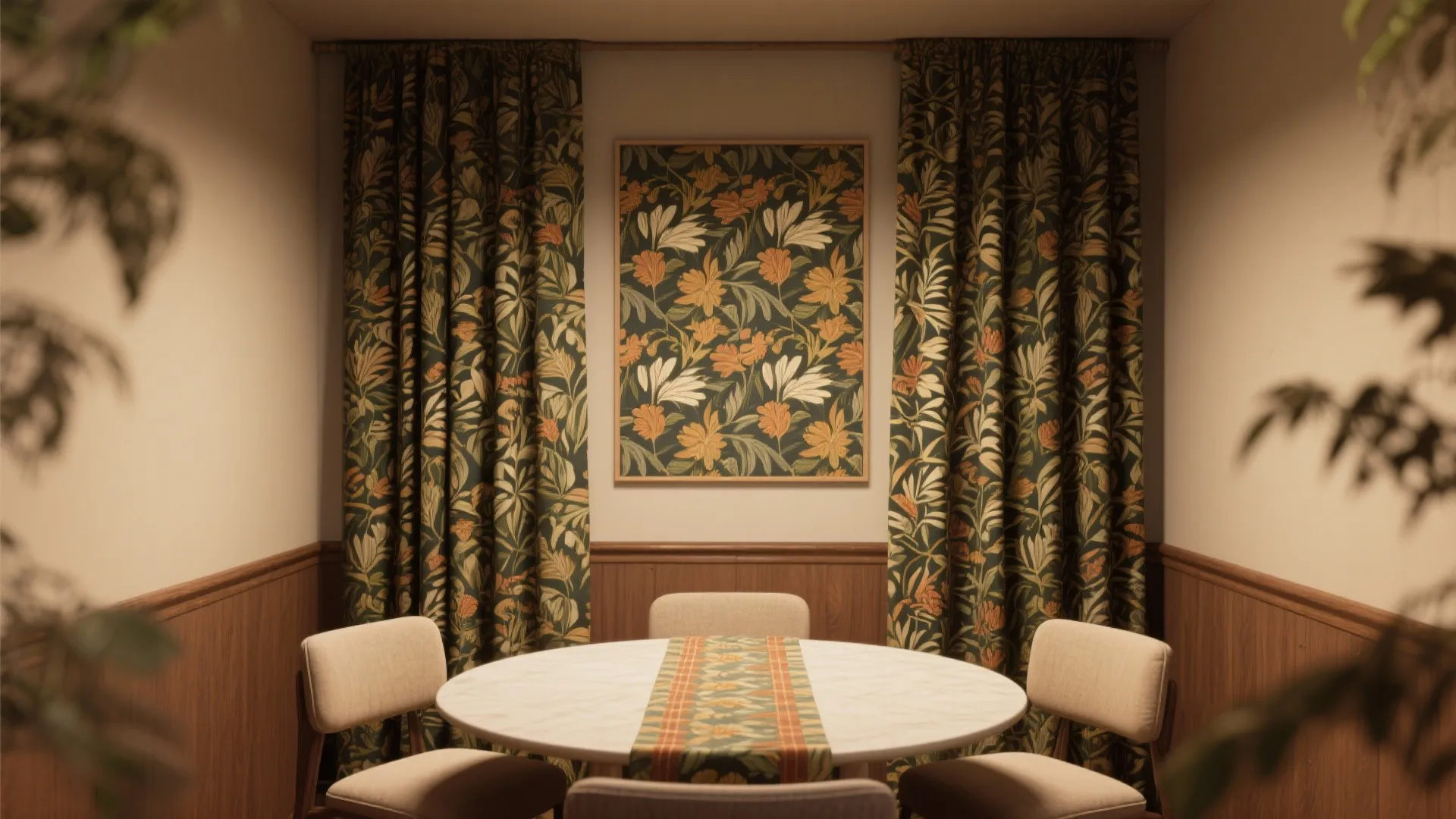 3. Use patterned drapes as the room's artwork — with restraint