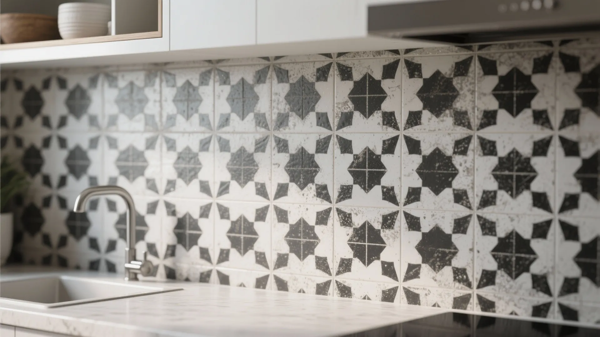 5. Patterned black-and-white encaustic look