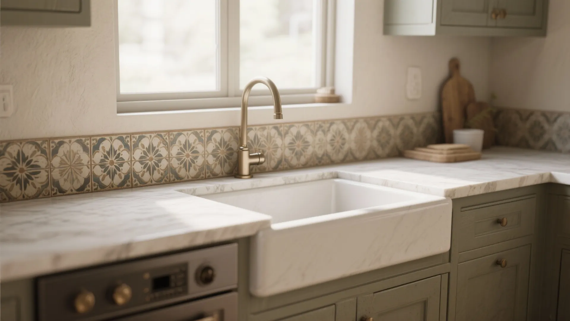 5. Patterned encaustic or ceramic tiles — crafted warmth