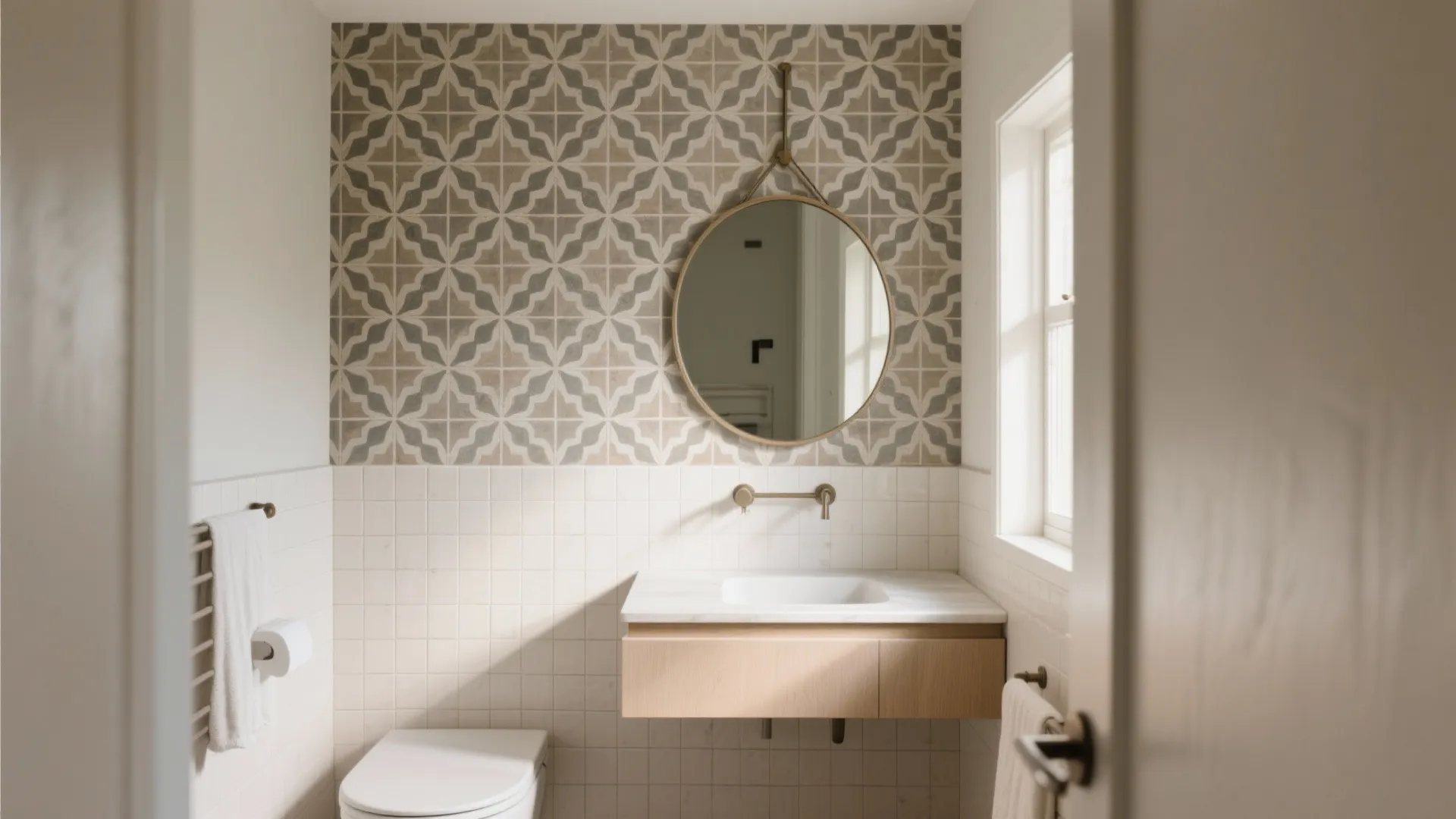 3. Patterned Feature Wall: One bold move