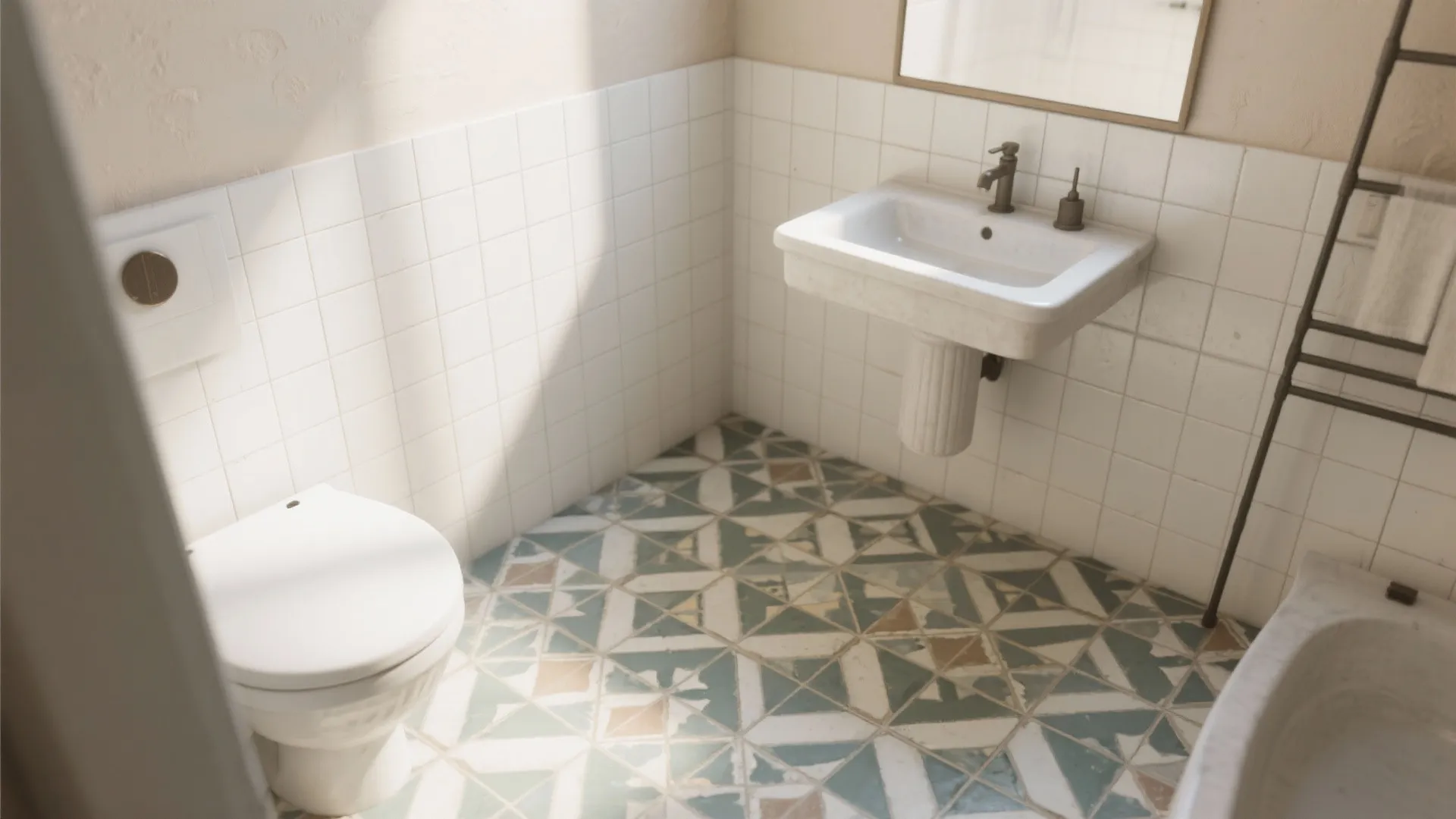 2. Patterned floor tiles as the focal point