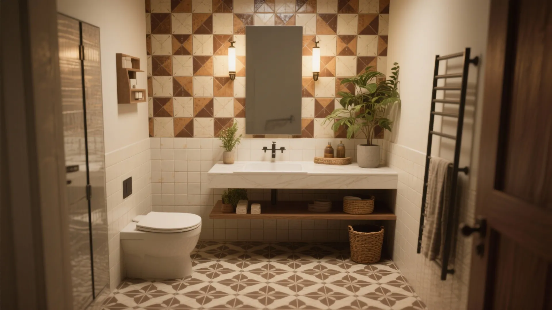 3. Patterned Floors or a Feature Wall