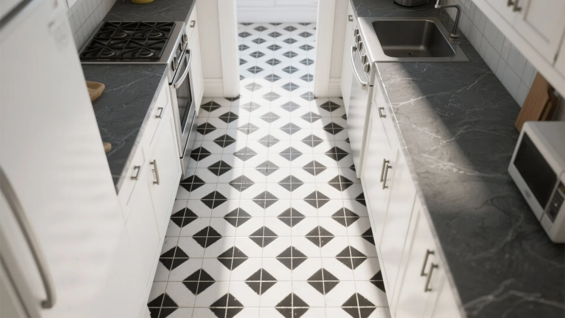 3. Patterned flooring to add personality