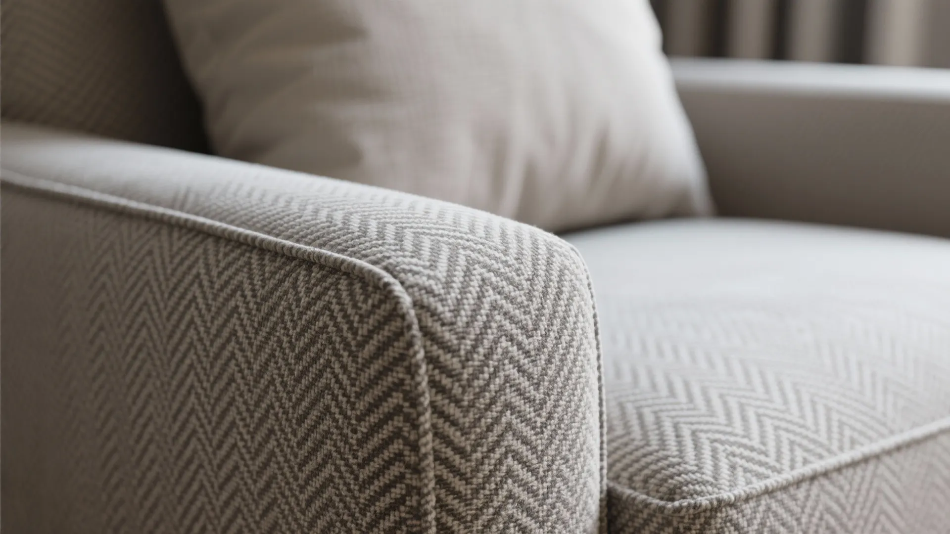 5. Patterned gray accent chair — add texture without overwhelming