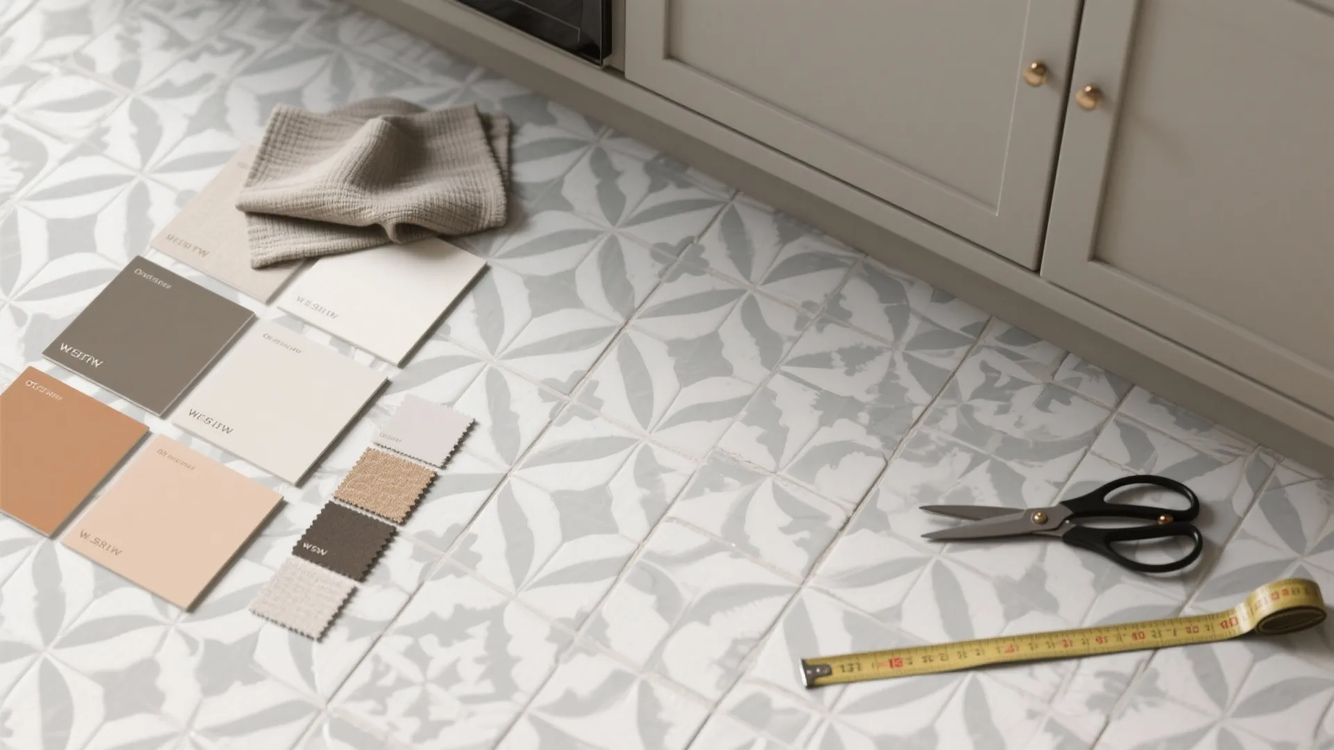 5. Patterned Light Grey Tiles — Personality in Subtle Tones