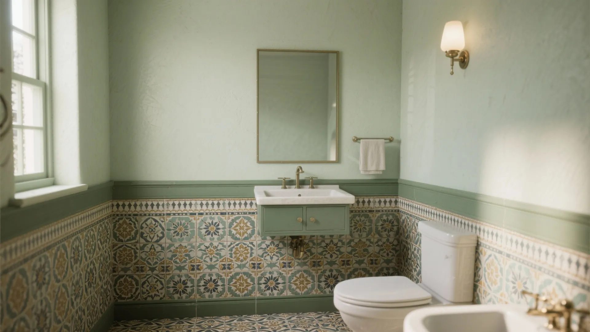 4. Patterned Lower Half with Solid Upper