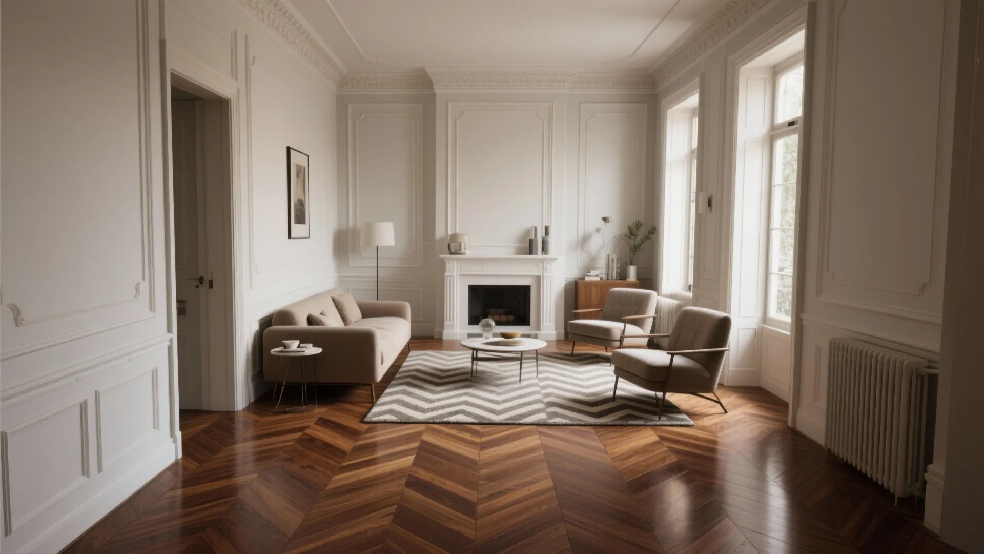 5. Patterned parquet or chevrons to add personality