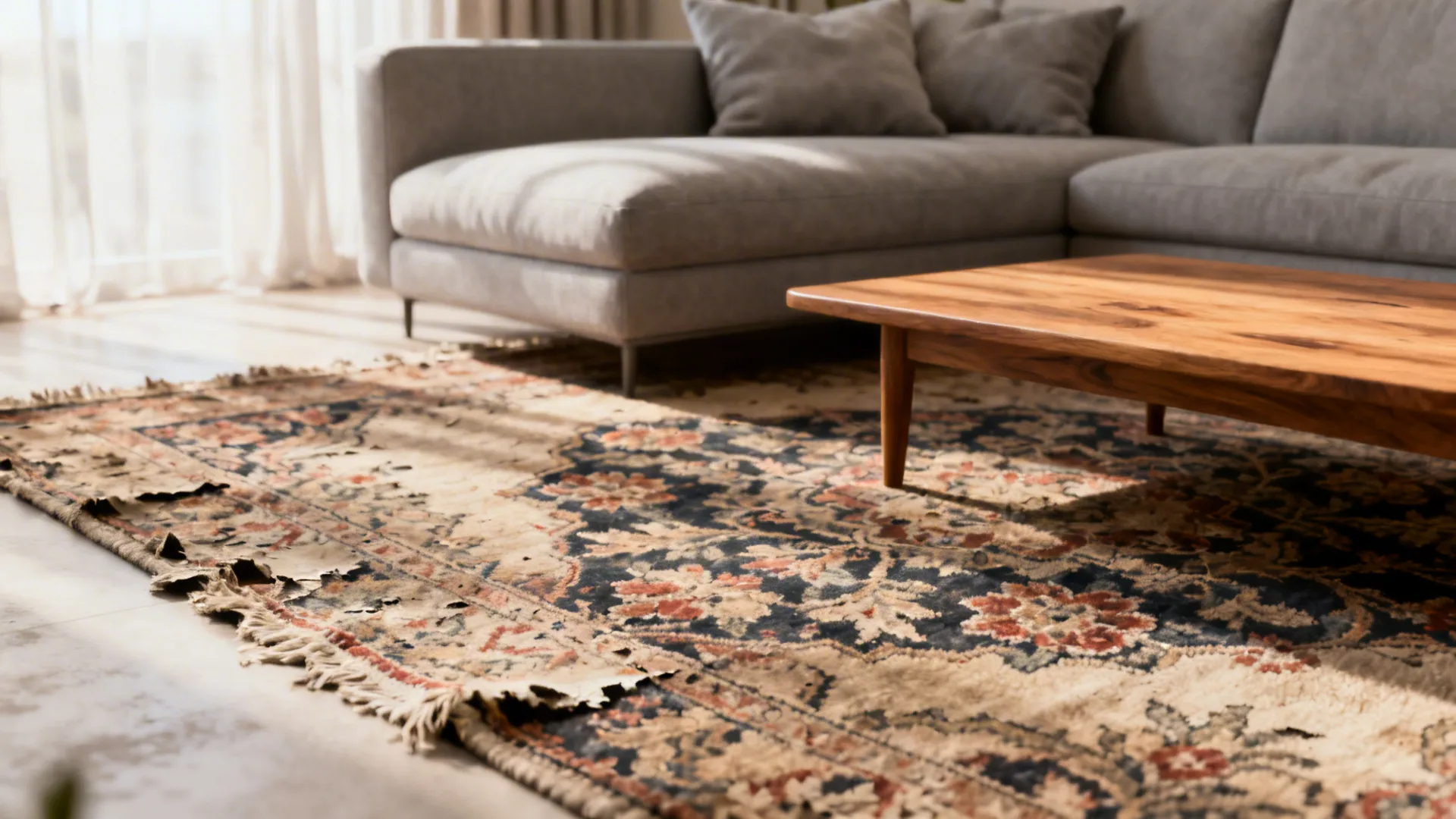 3. Patterned rugs to mask wear and add personality