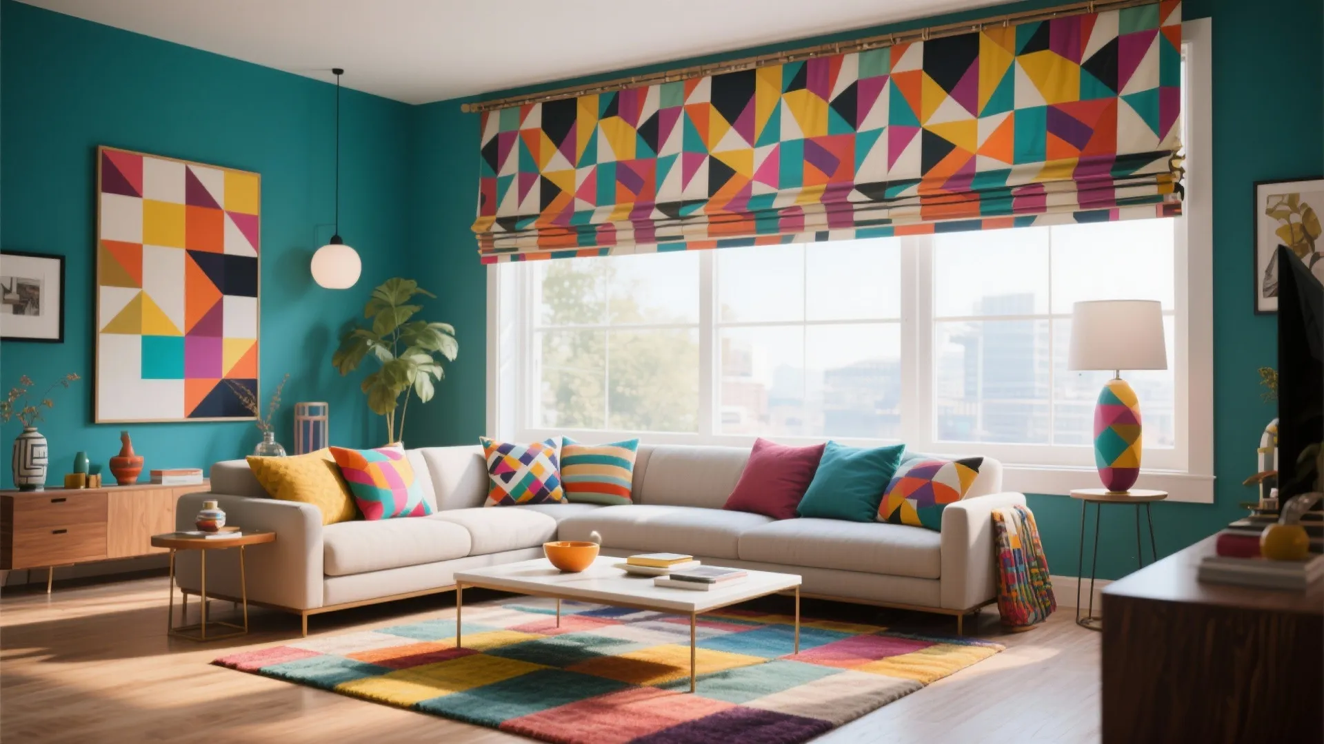 3. Patterned Roman Shade Valance