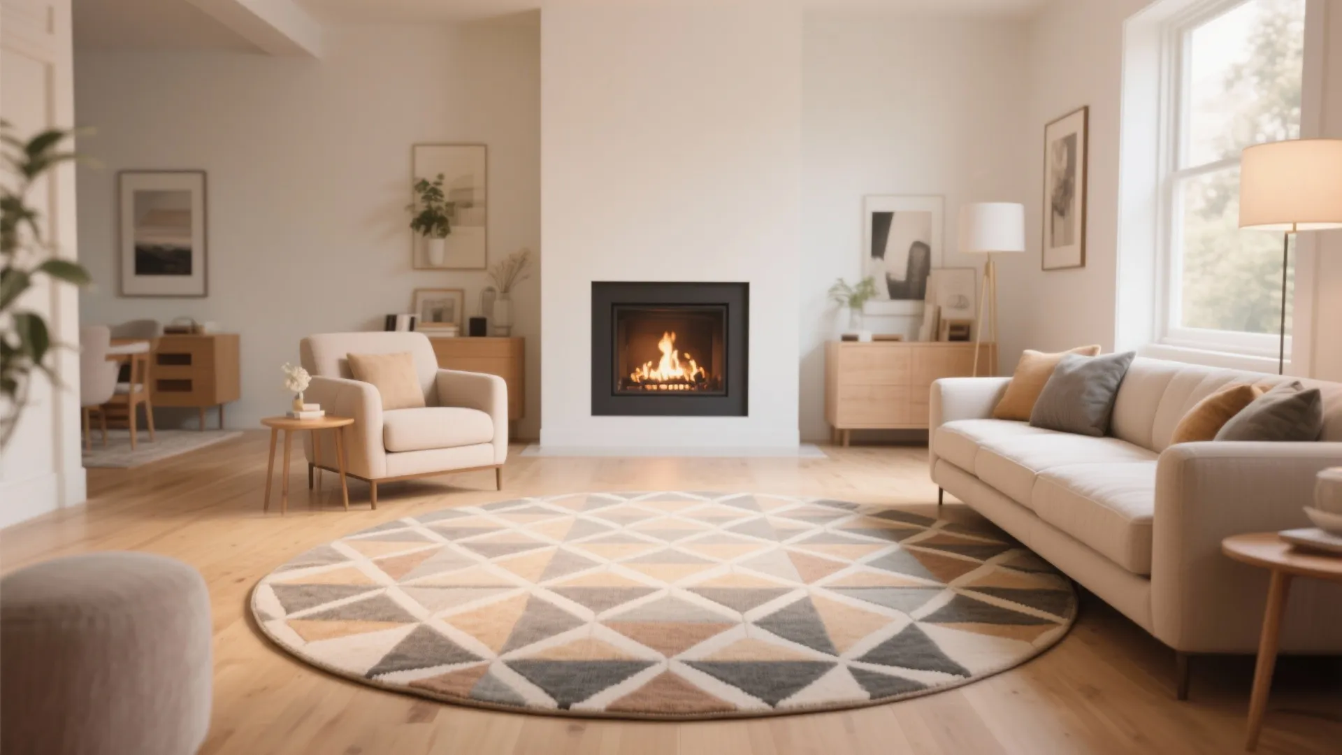 4. Round Patterned Rugs to Break Symmetry