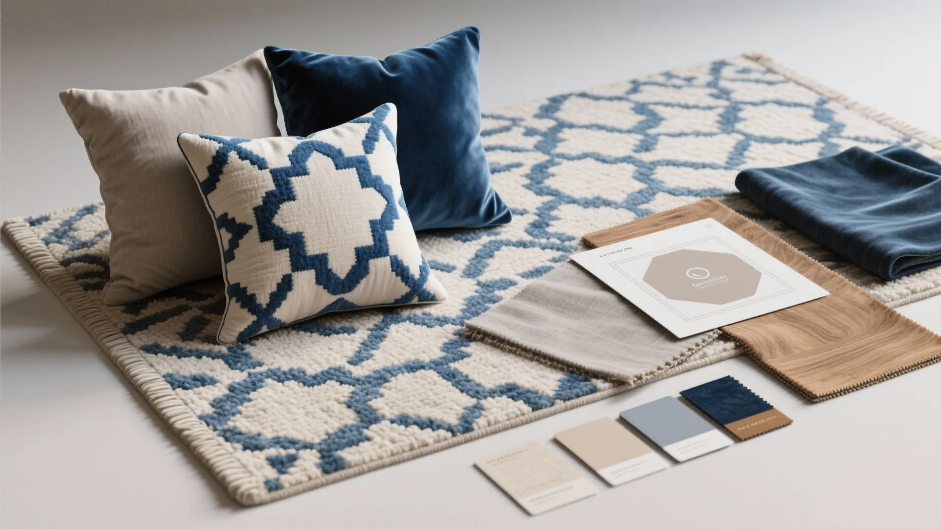 5. Create Contrast with Patterned Rugs and Cushions