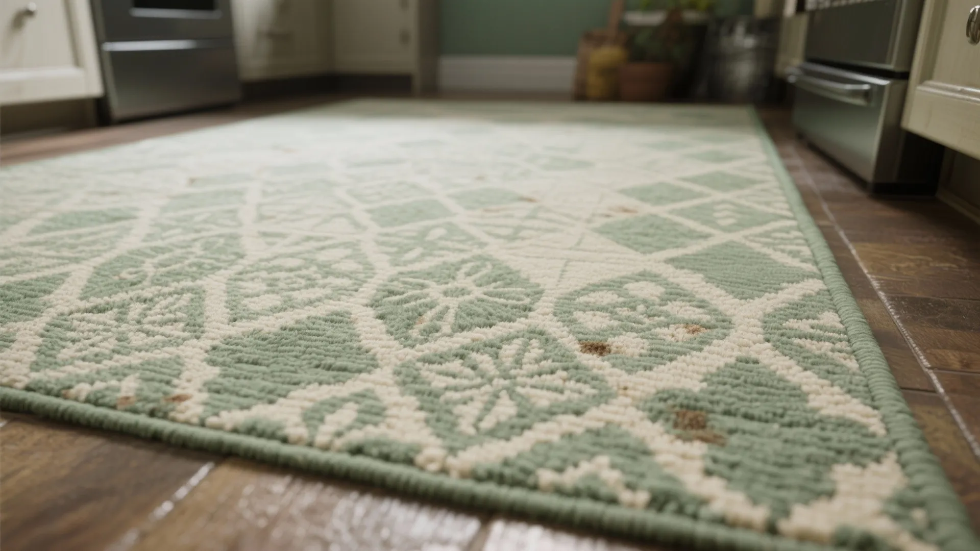 4. Patterned Sage Rugs for Busy Floors
