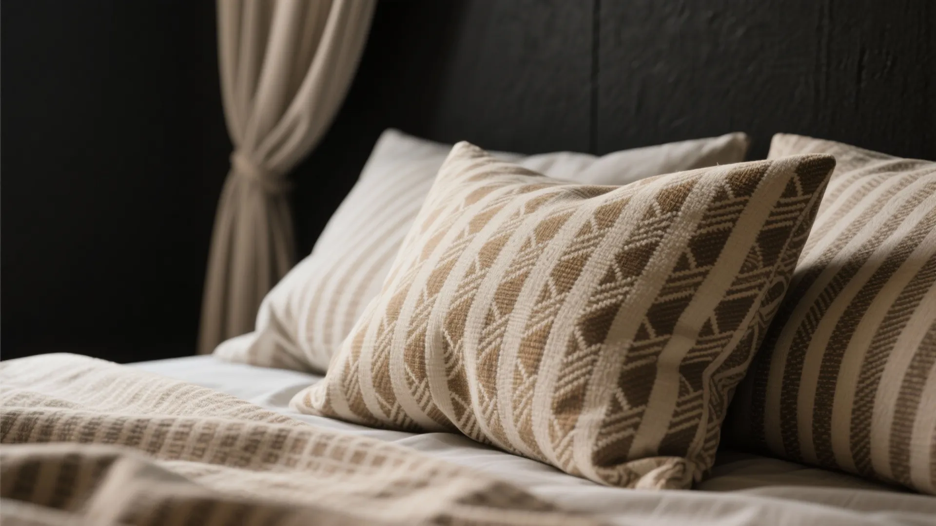 4. Patterned textiles to soften the darkness