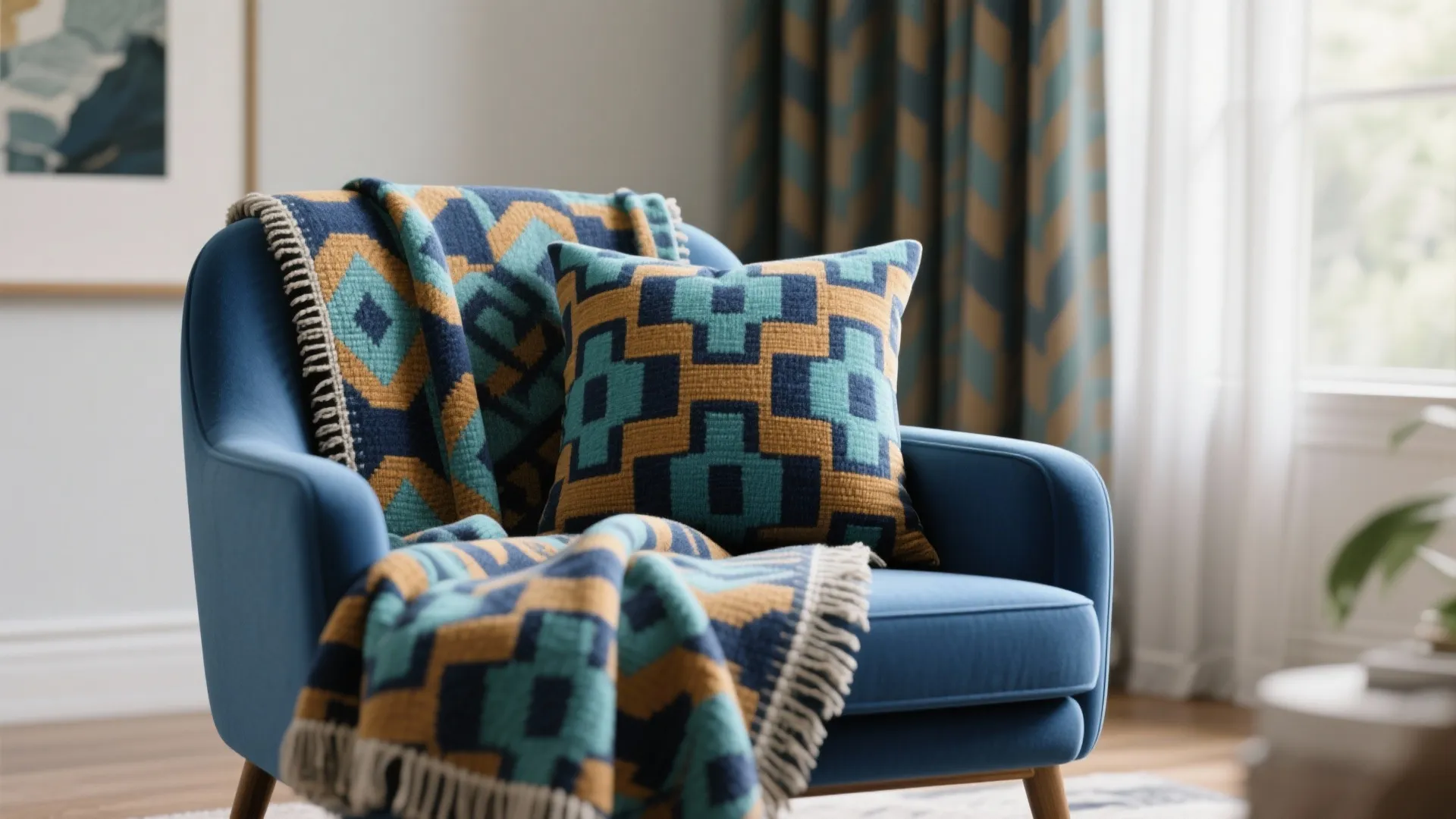 3. Use Patterned Throw to Tie the Room Together