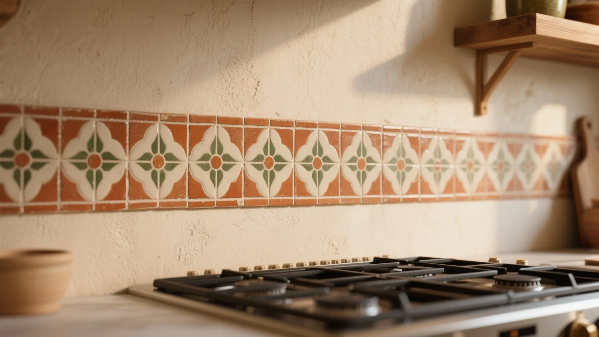 3. Patterned tiles as a focal backsplash or floor