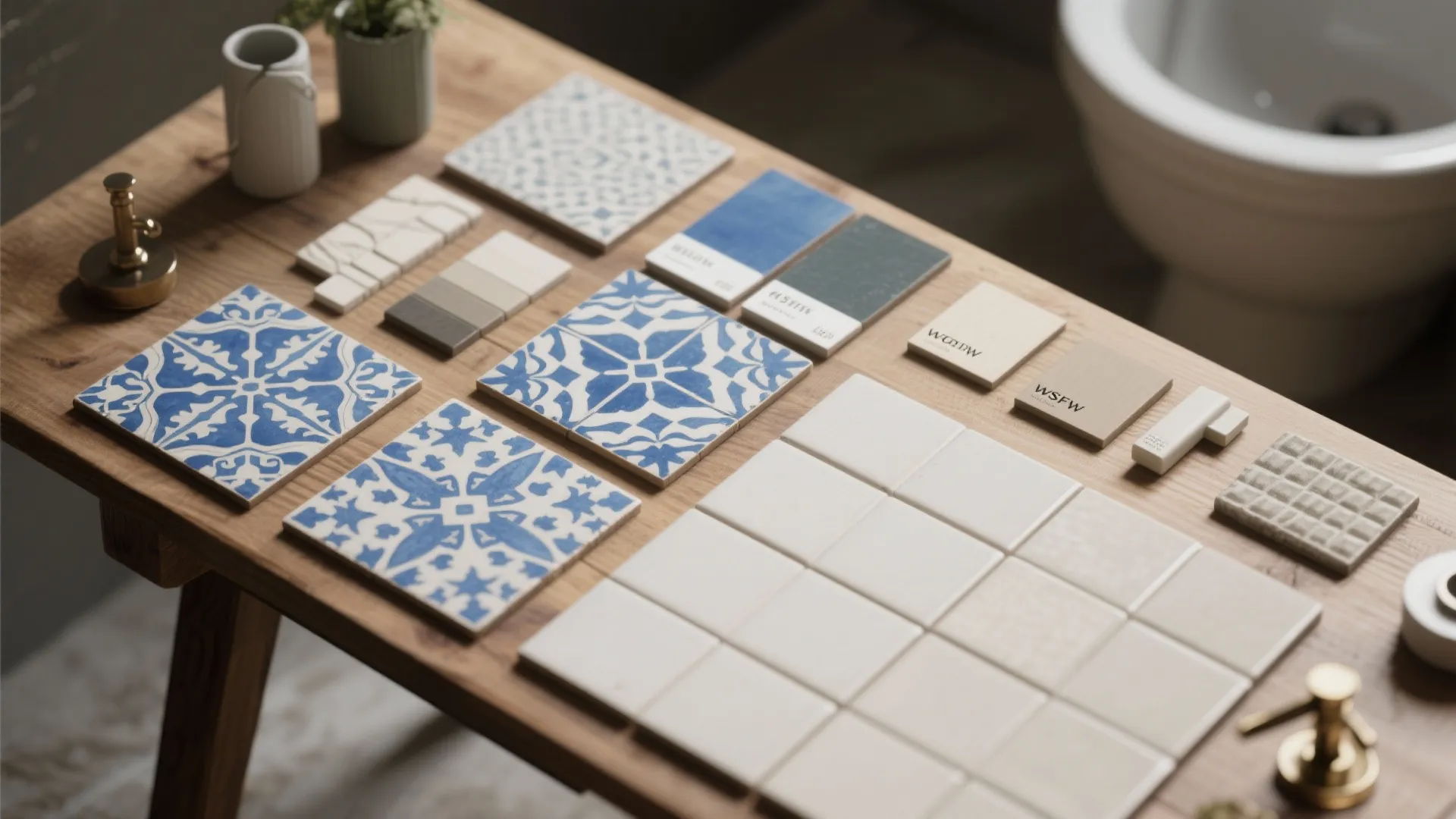 5. Patterned Blue Tiles for Playful Character