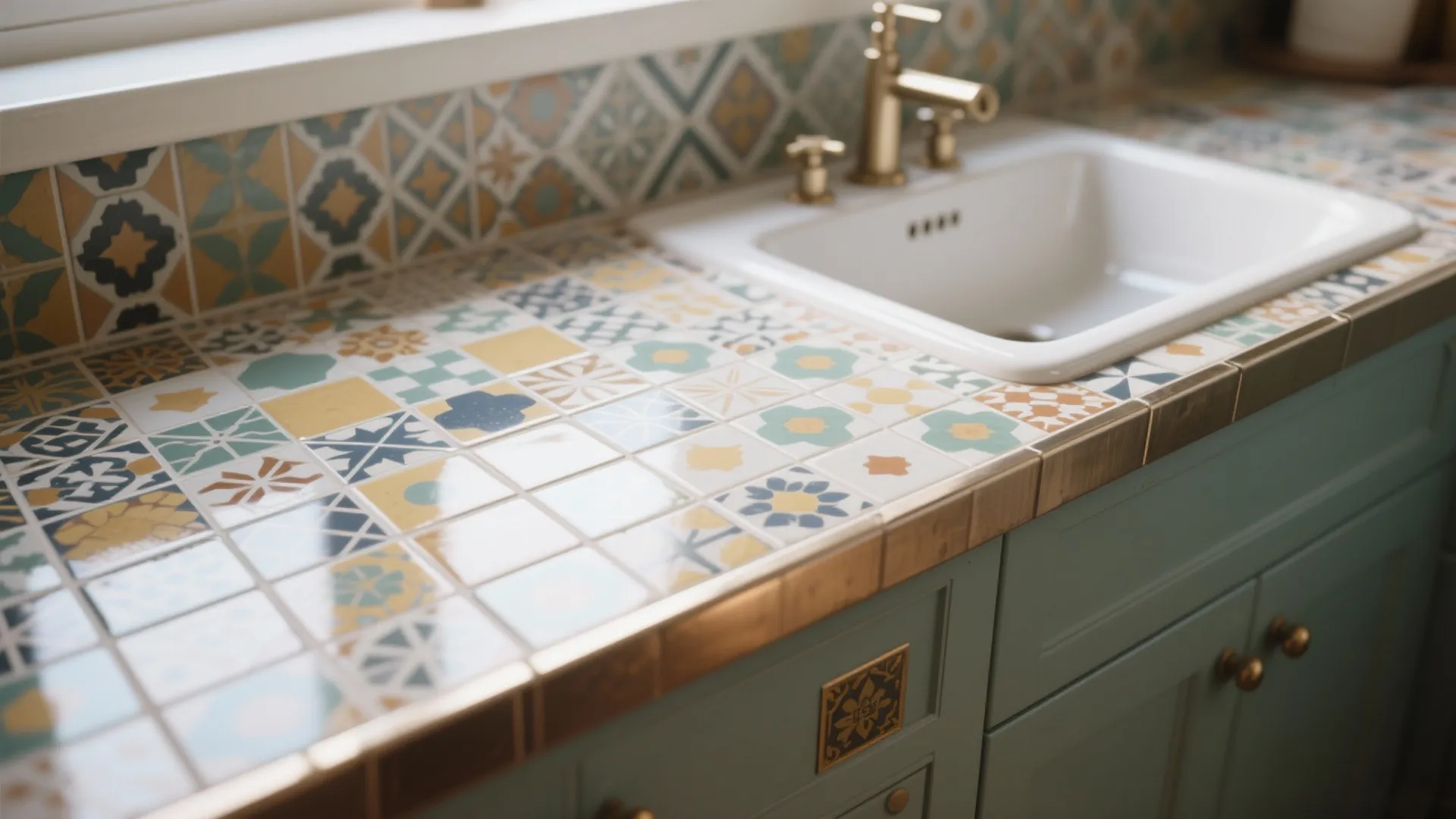 4. Patterned Tile Countertops