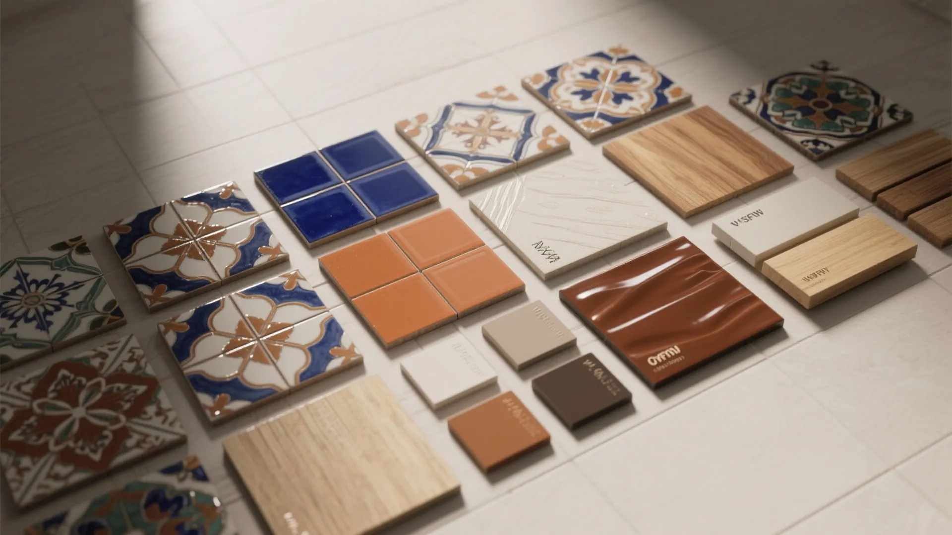 5. Patterned tiles and lacquered cabinetry