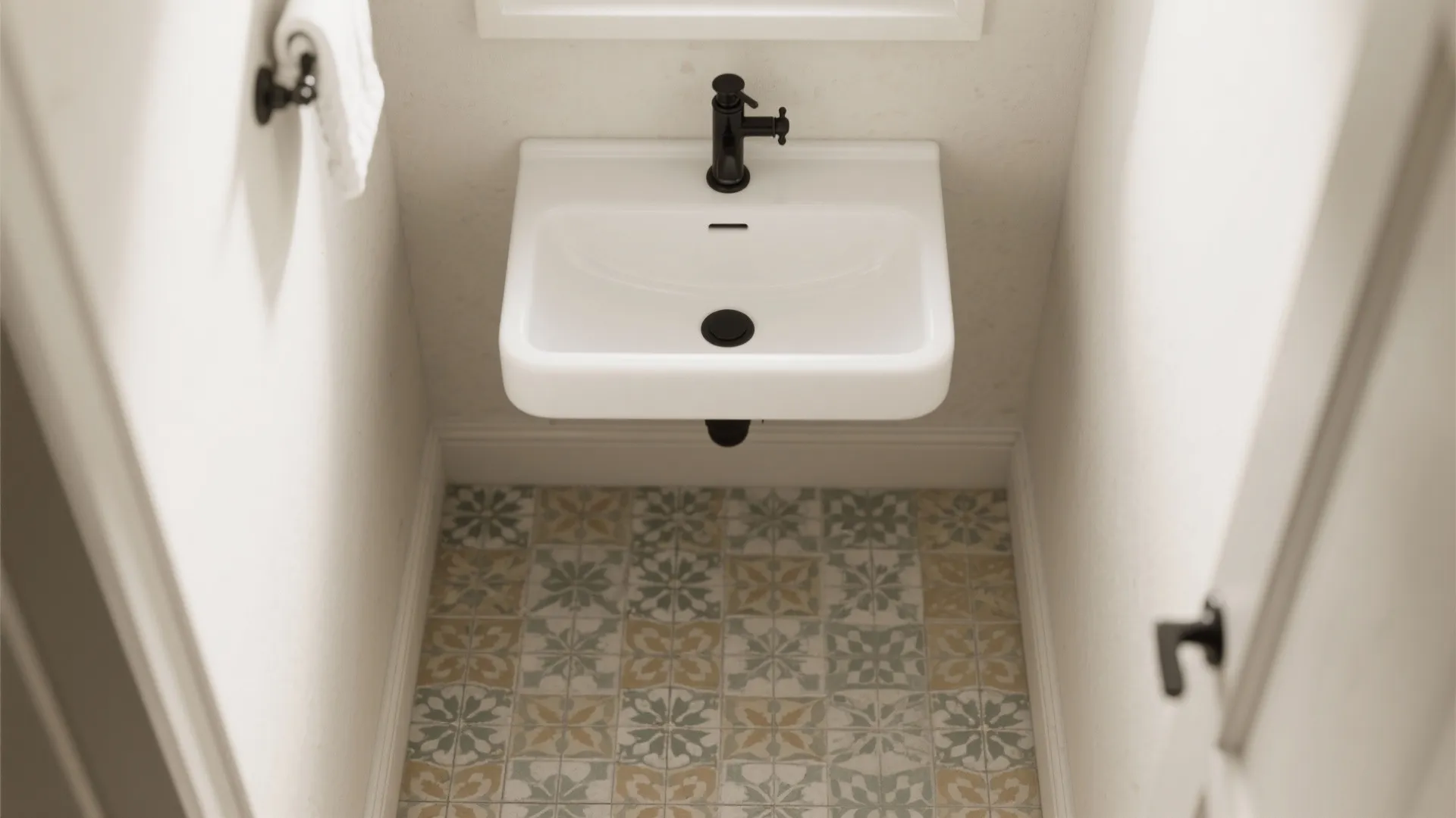 3. Matte Black with Patterned Tiles