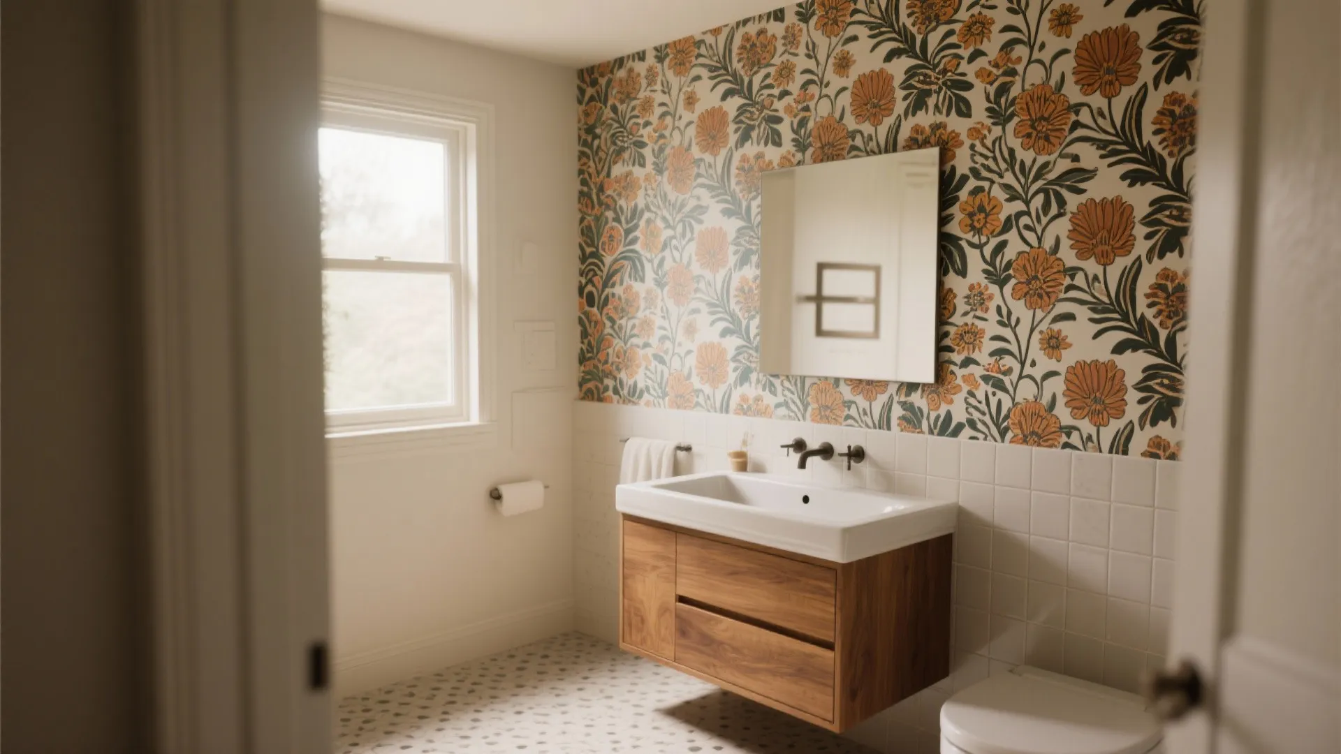 1. Embrace Patterned Wallpaper or Tile