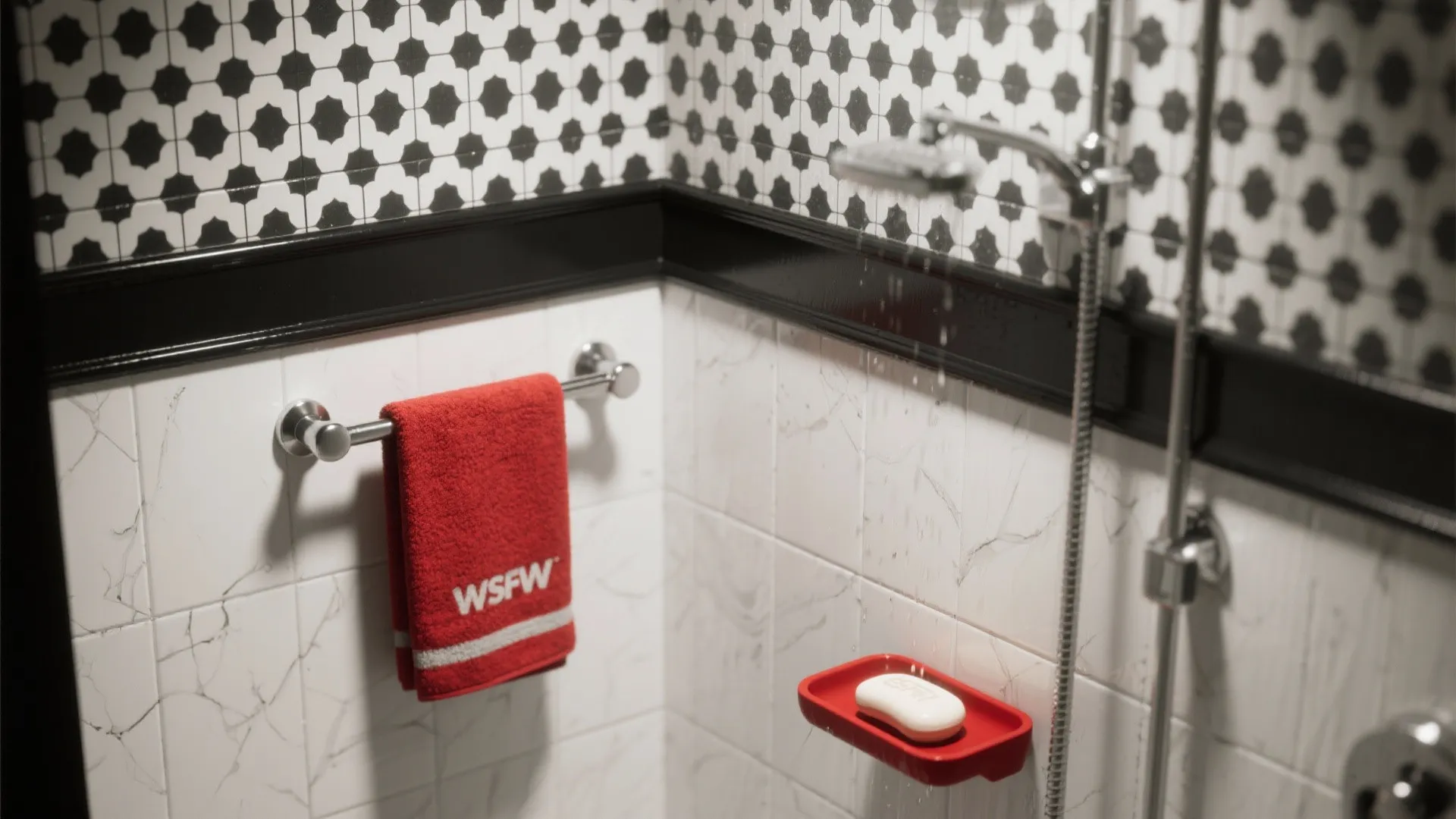 4. Patterned Wallpaper with Black Trim