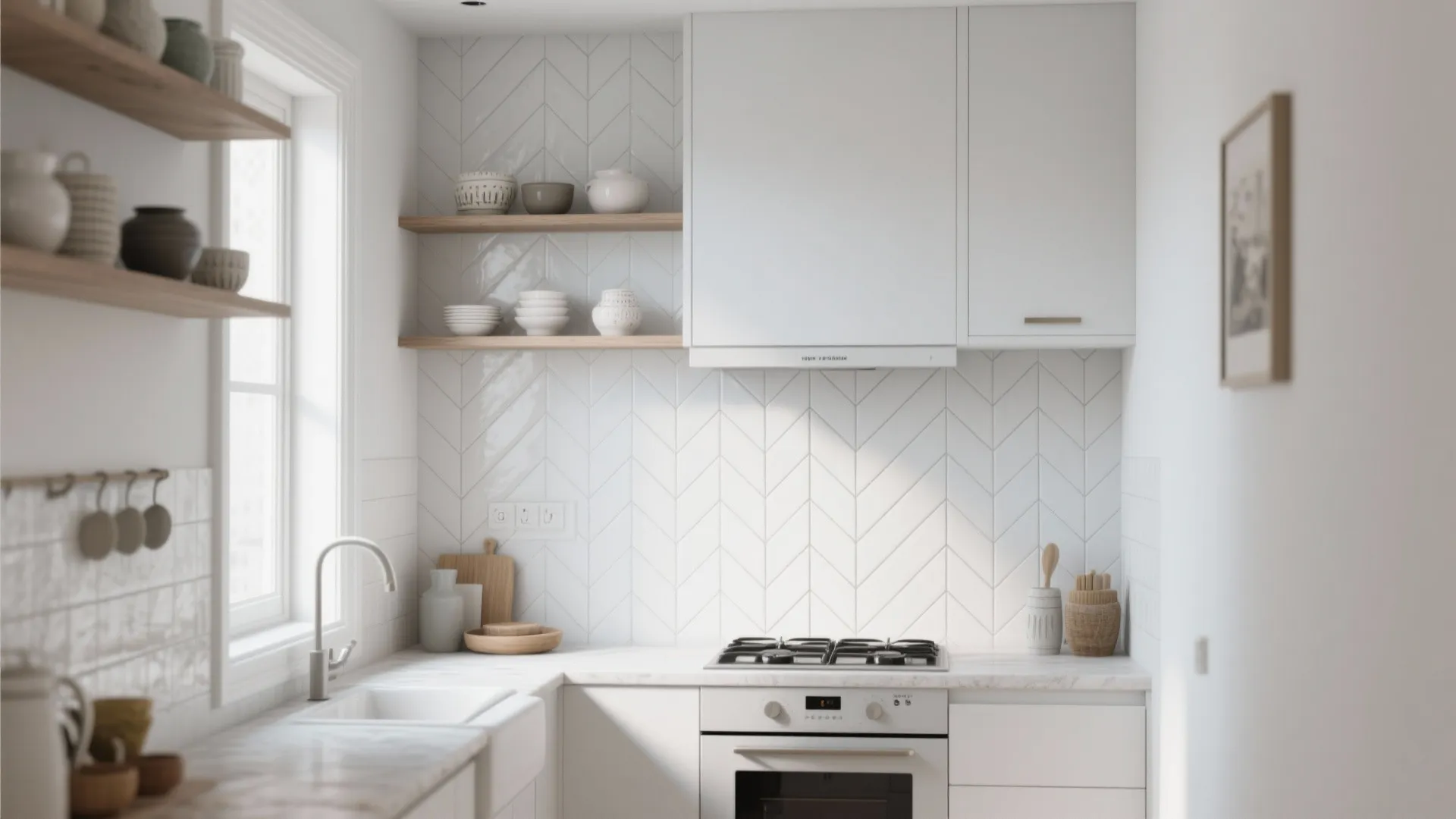 2. Patterned layout with plain tiles for subtle interest
