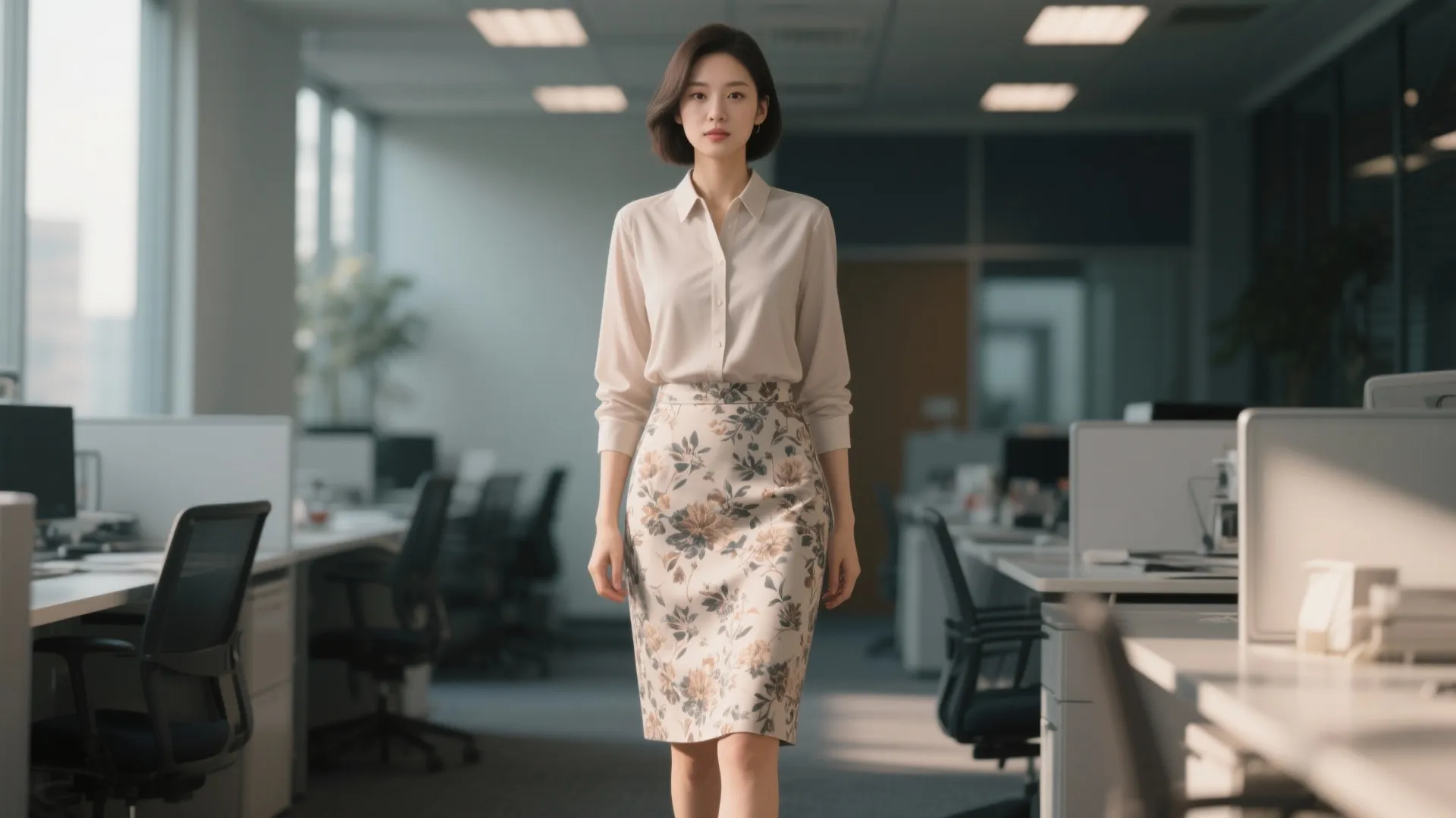 8. Patterned Skirt & Solid Top