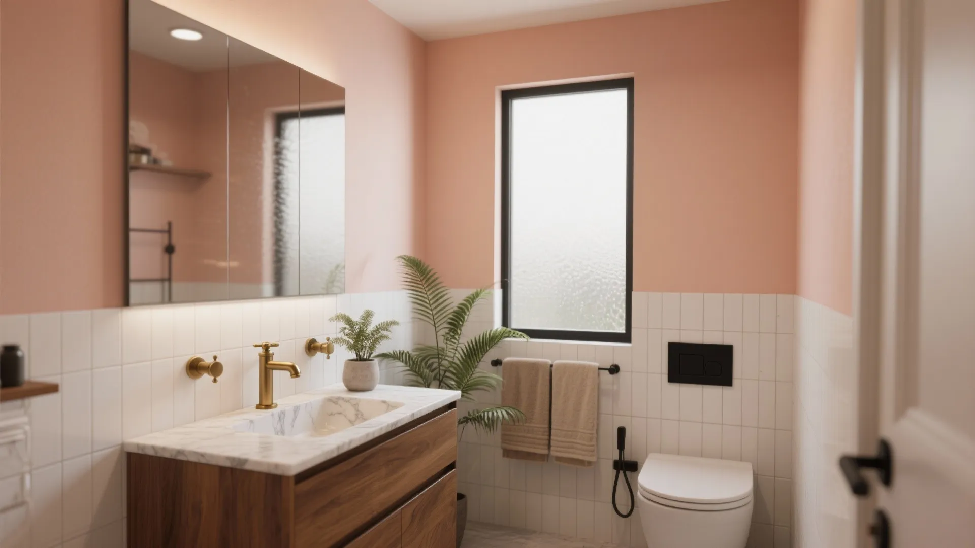 Peach Color Bathroom Decor: 5 Fresh Ideas: How I use peach tones to make small bathrooms feel warm, modern, and luxe