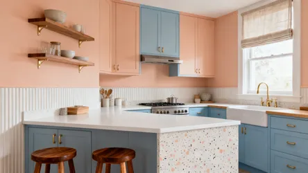 5 Kitchen Colour Ideas with Peach and Blue