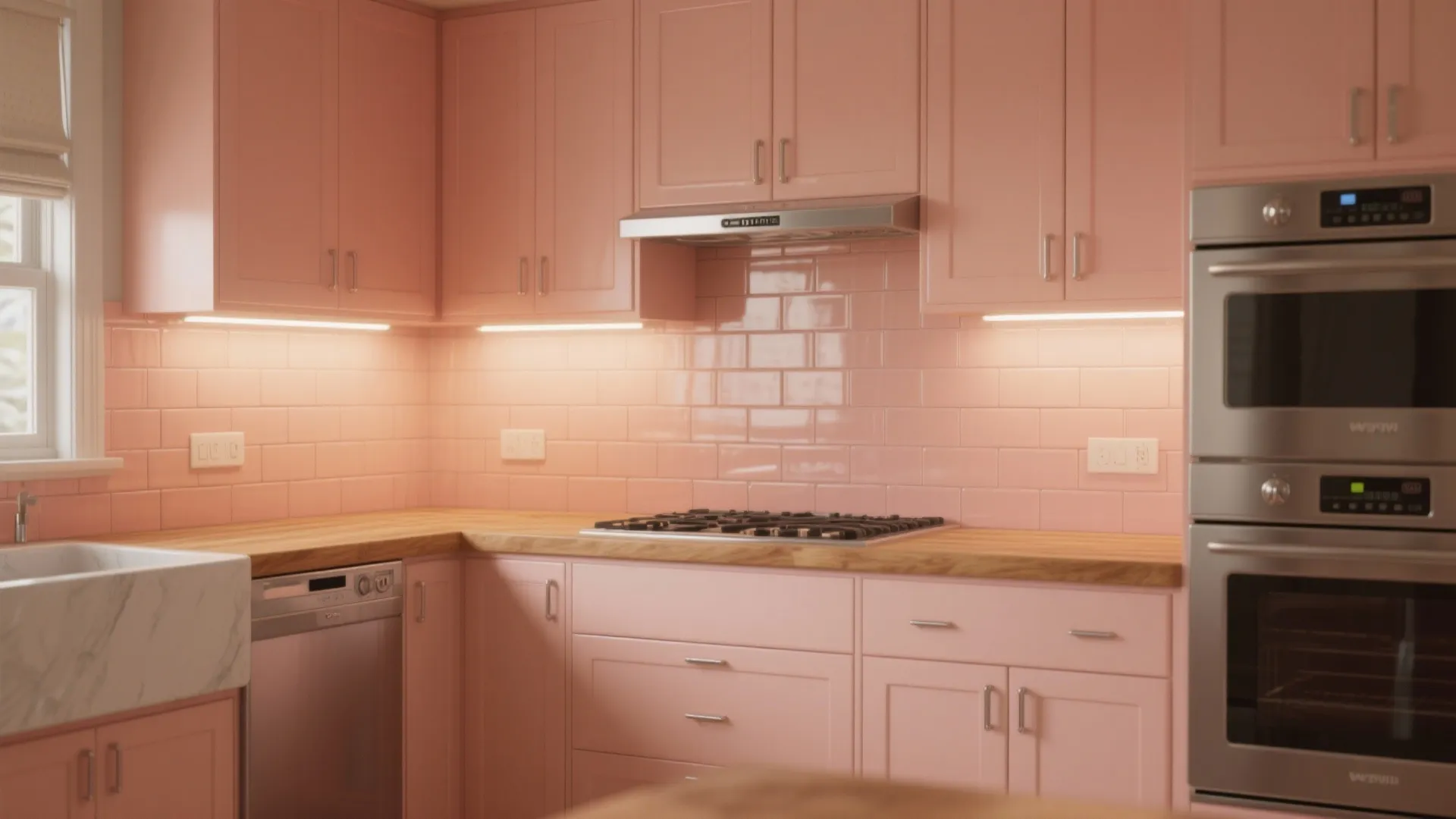 Peach in Kitchens: Backsplashes & Cabinets
