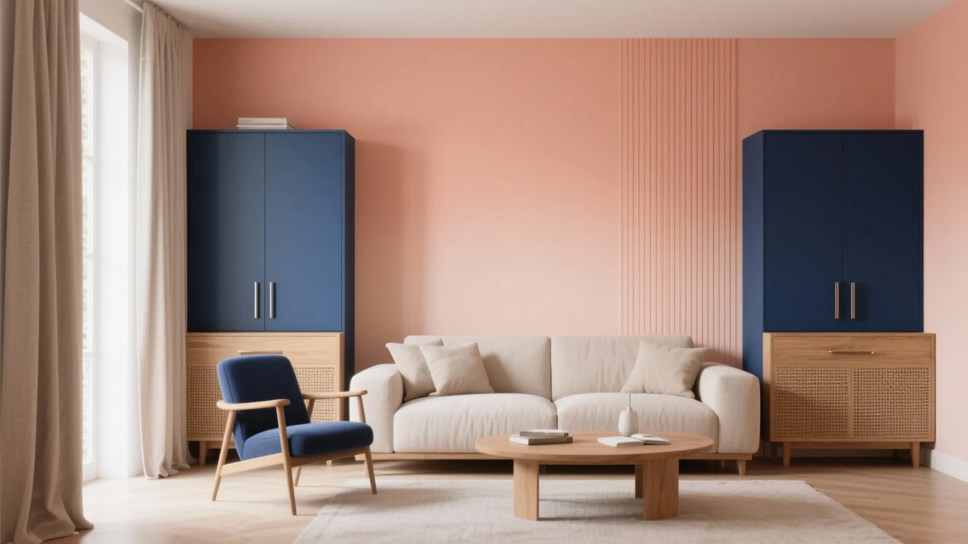 Peach + Navy Blue for Bold Balance