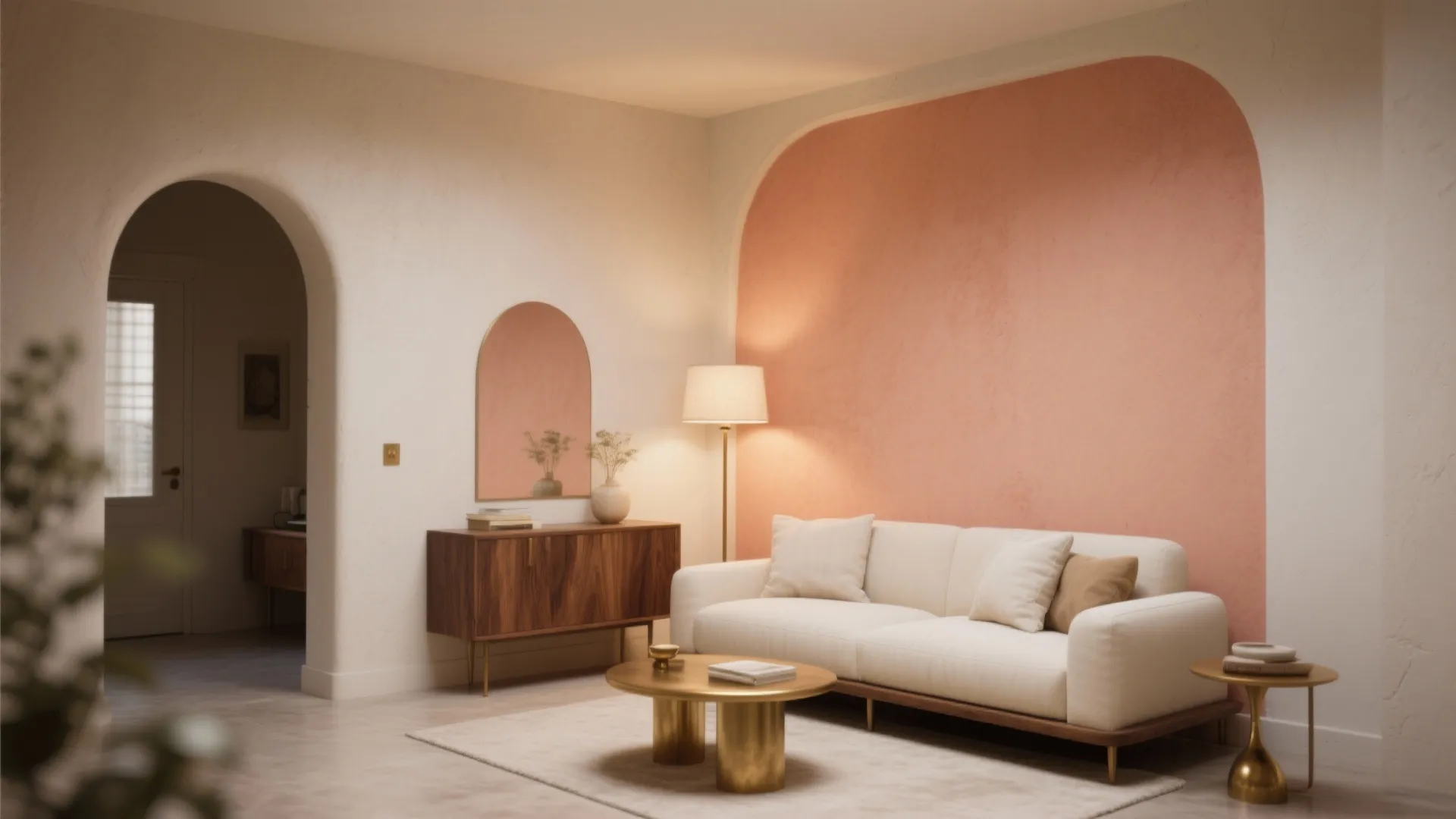 Peach terracotta with soft cream